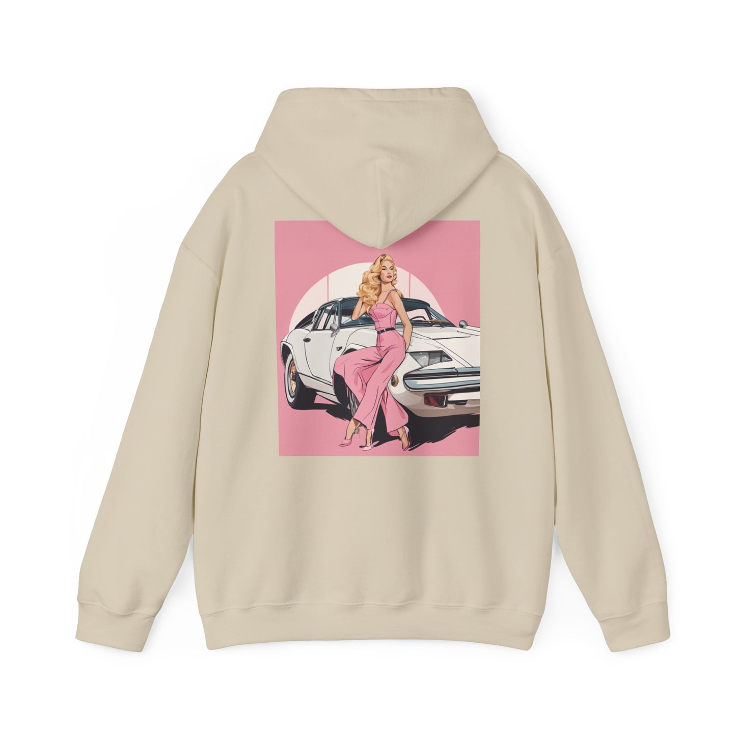 Unisex Heavy Blend™ Hooded Sweatshirt with Pink Logo [TEDDY]