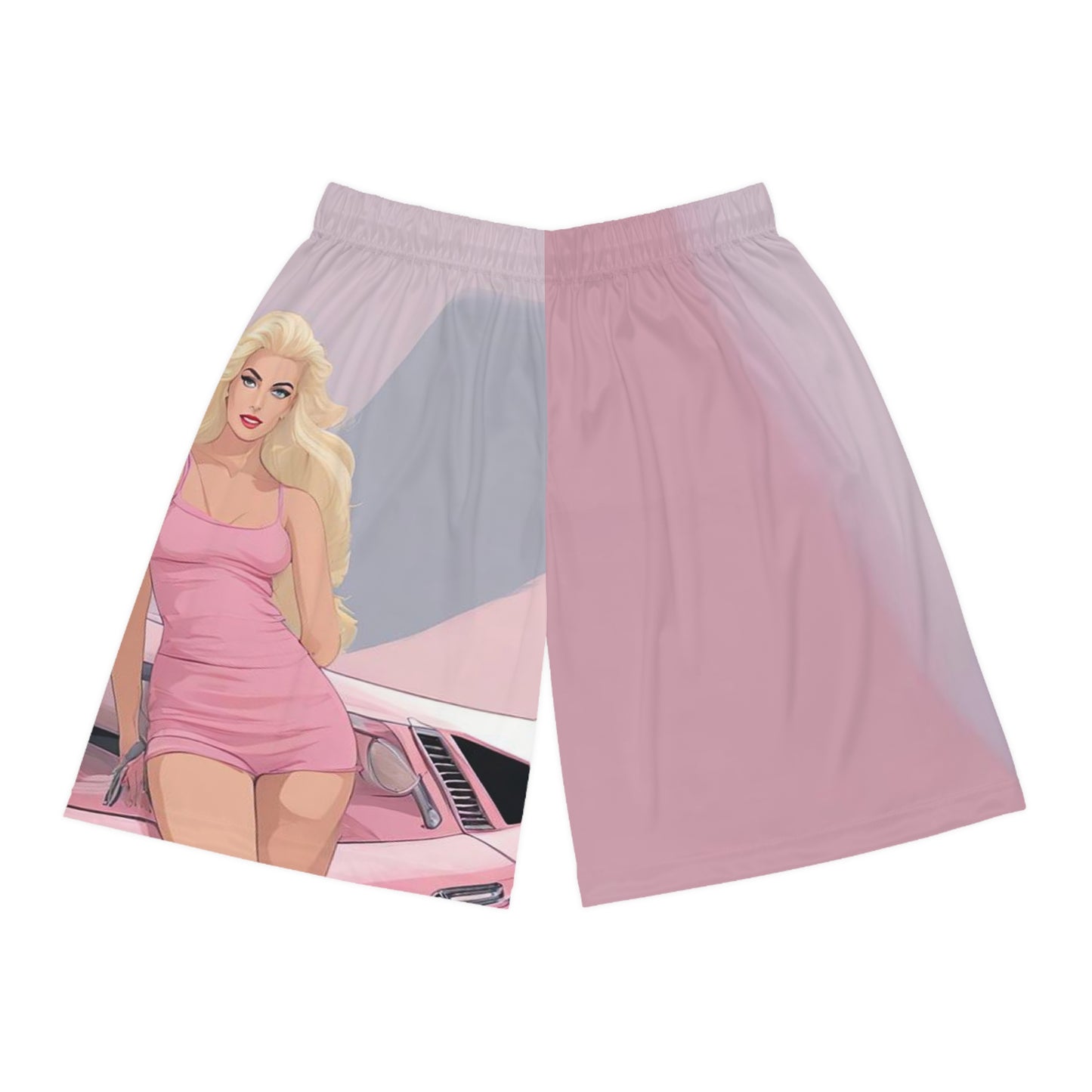 Basketball Shorts with Retro Print: Barbie Illustration [TEDDY]