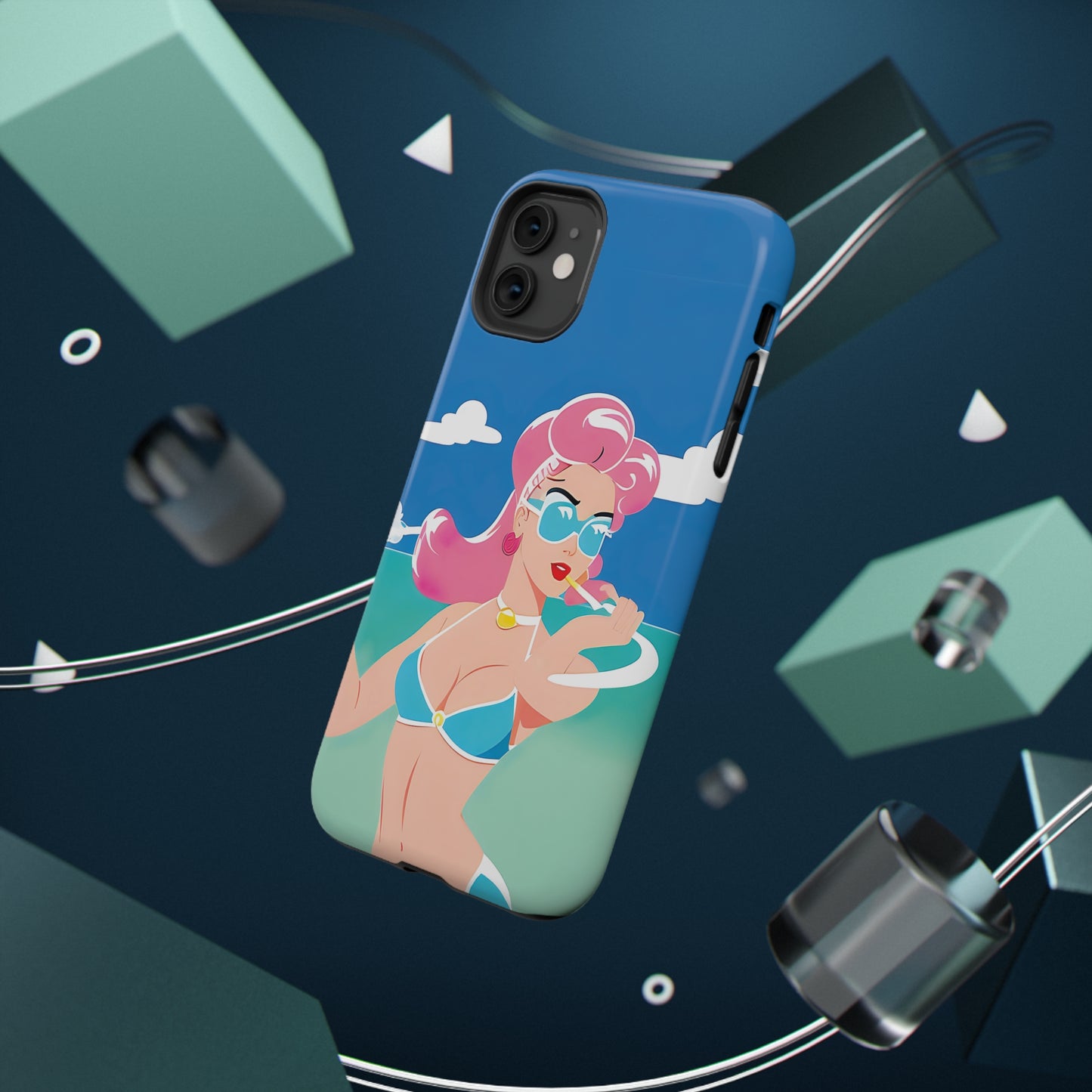 Impact-Resistant Phone Case with Art Deco Pin-Up [TEDDY]