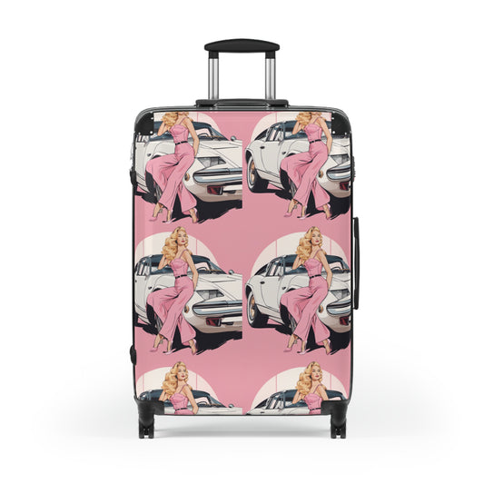 Suitcase with Retro Print: Pink Arch Pin-Up [TEDDY]