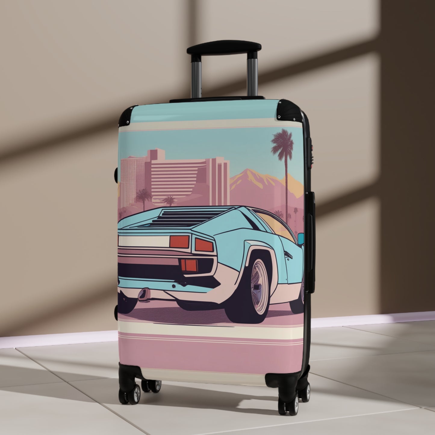 Suitcase with Retro Print: 
Blue Bumper [TEDDY]