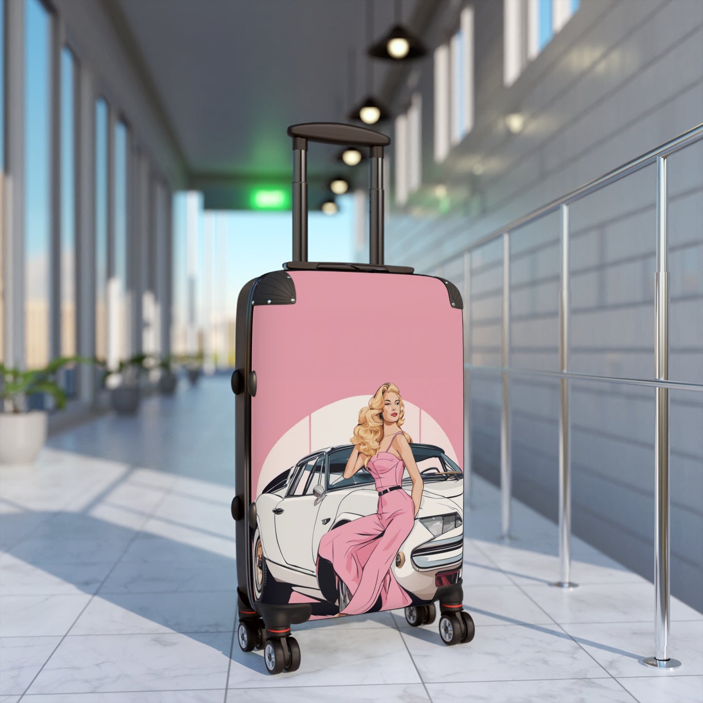 Suitcase with Retro Print: 
Pink Arch Pin-Up [TEDDY]