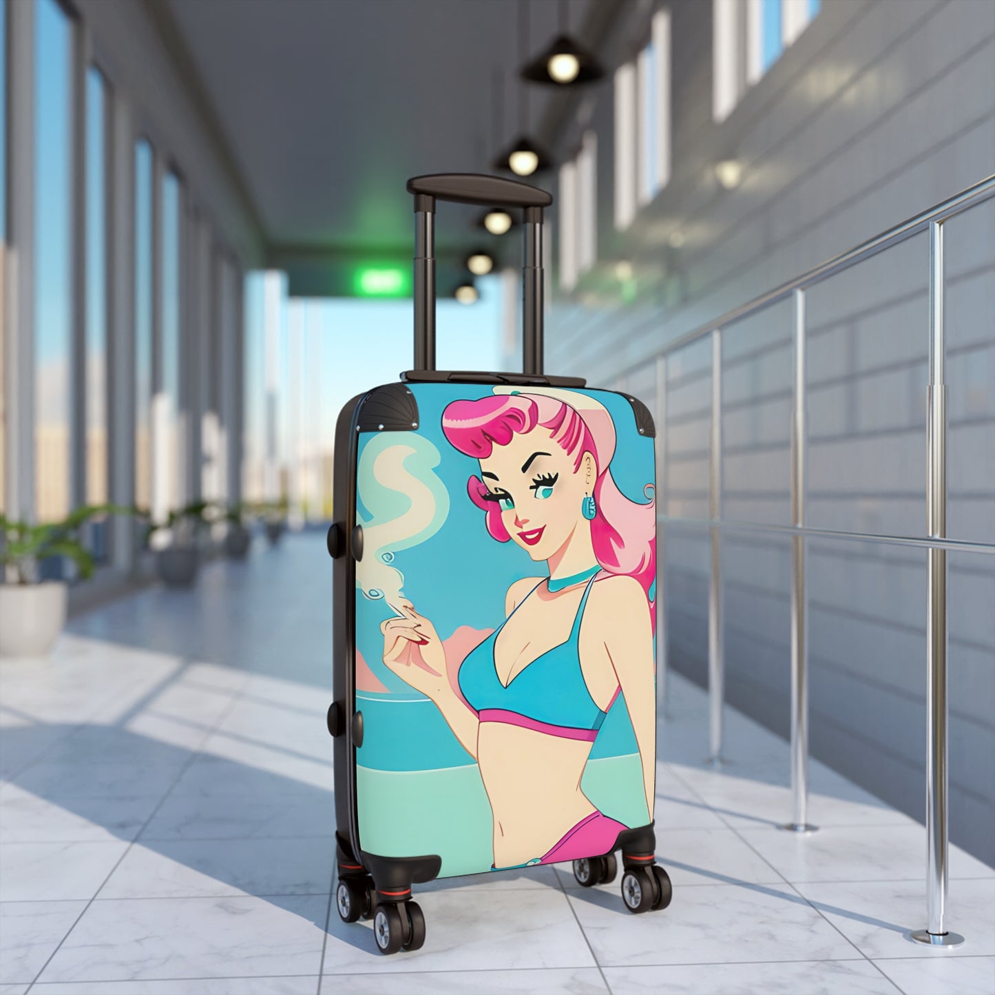 Suitcase with Retro Print: Smoking Pin-Up [TEDDY]