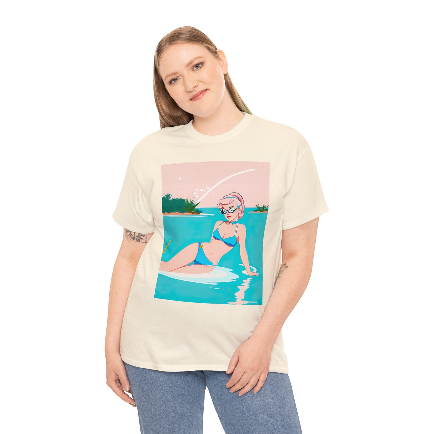 Unisex Heavy Cotton Tee: Shoreside Pin-Up [TEDDY]