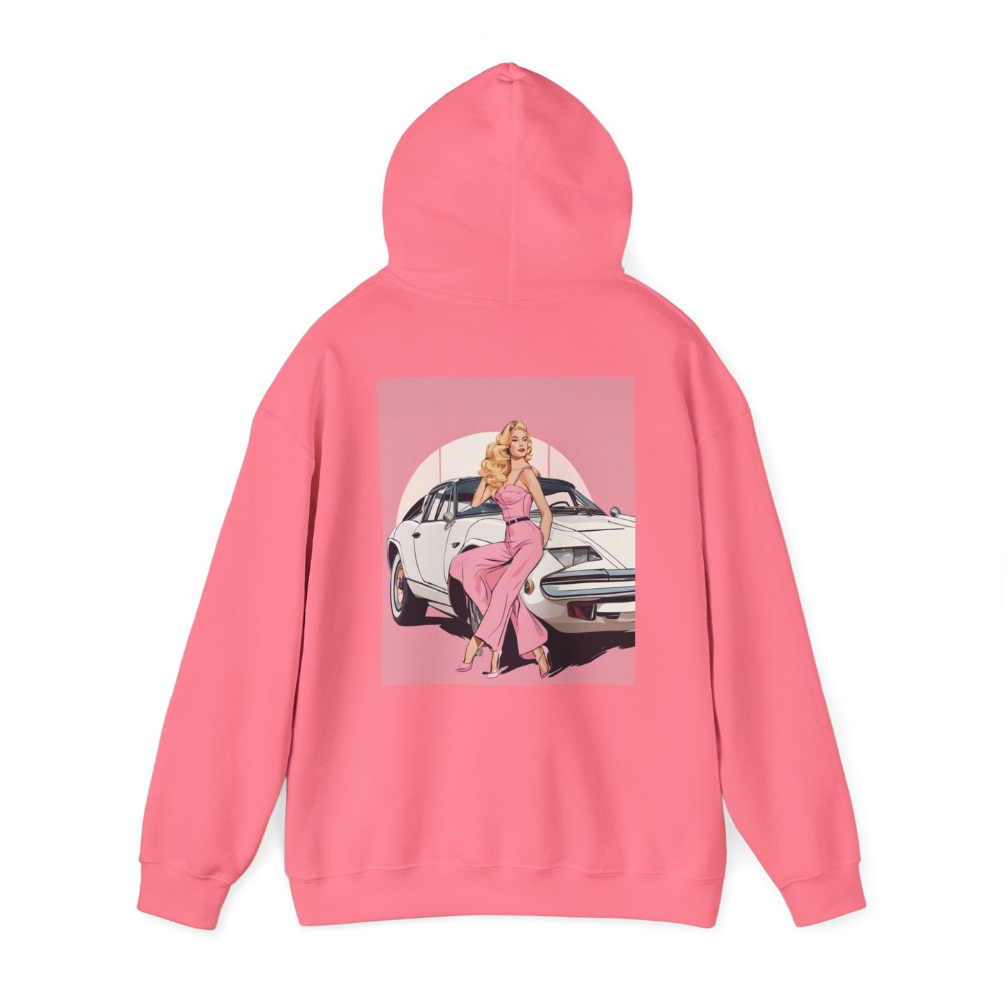 Unisex Heavy Blend™ Hooded Sweatshirt with Pink Logo [TEDDY]