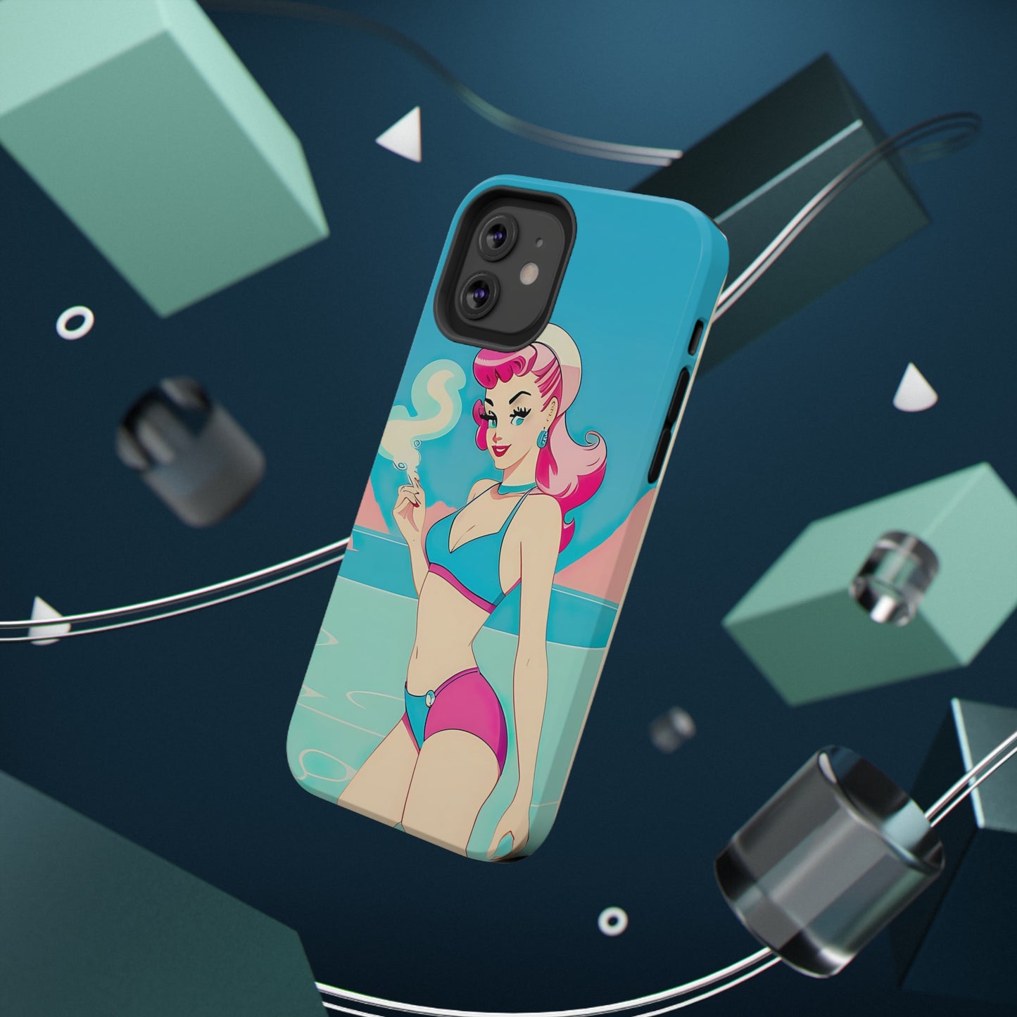 Impact-Resistant Phone Case with Smoking Pin-Up [TEDDY]