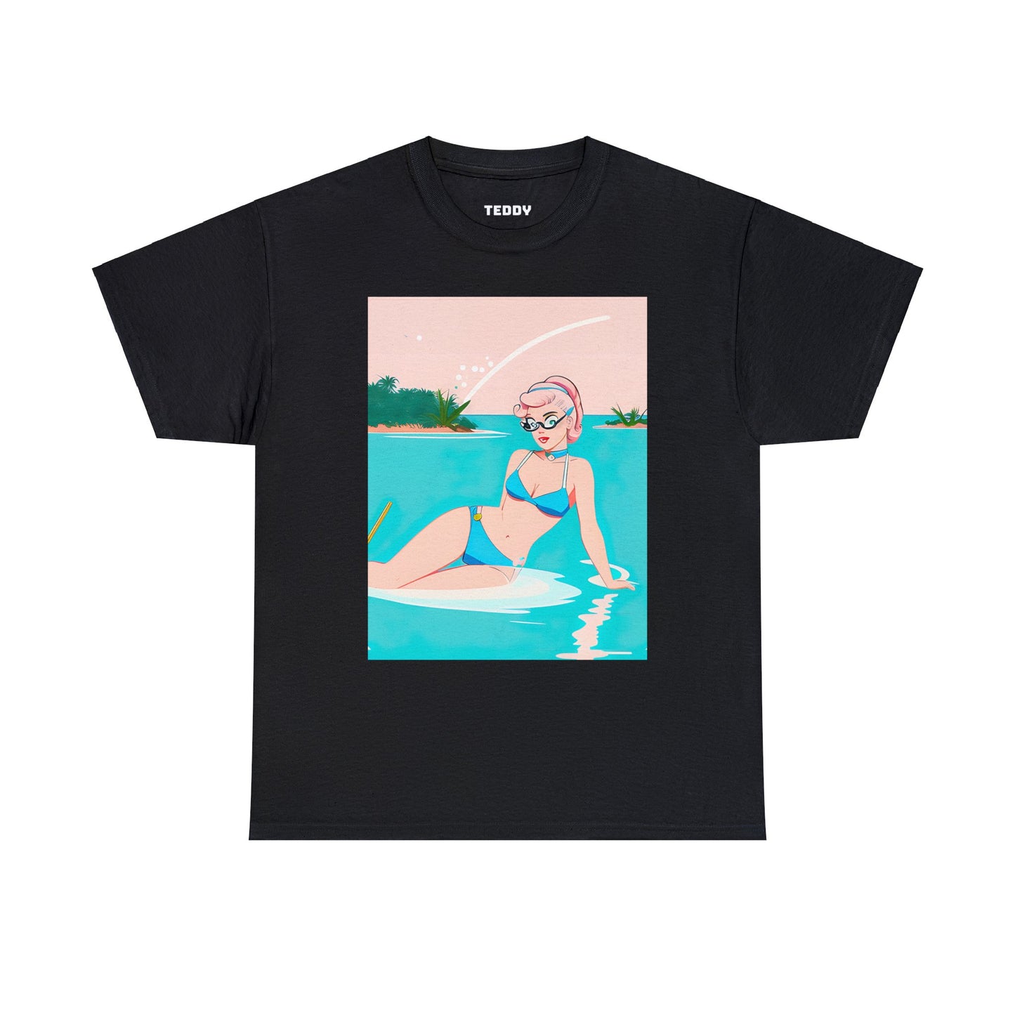 Unisex Heavy Cotton Tee: Shoreside Pin-Up [TEDDY]