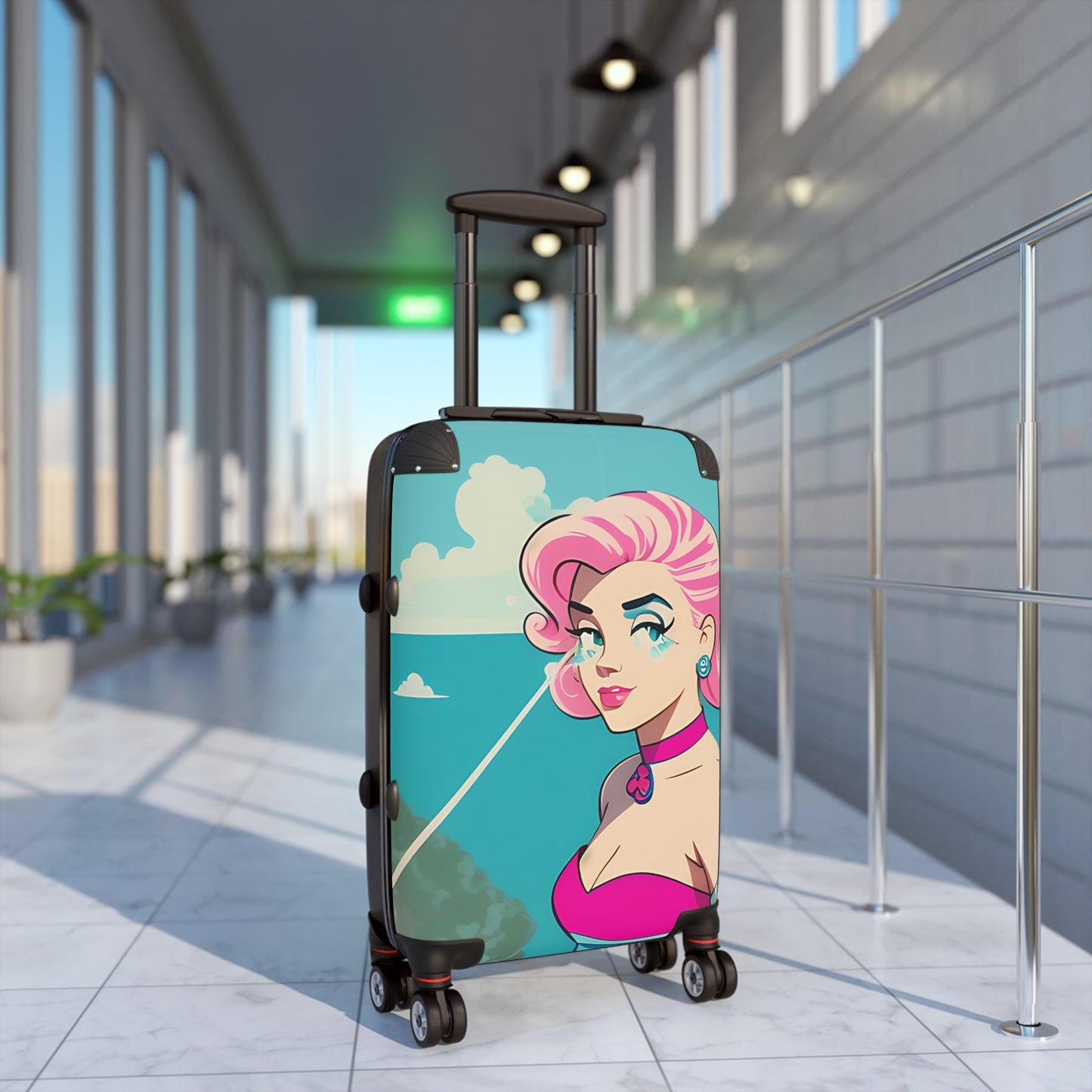 Suitcase with Retro Print: Water Pin-Up [TEDDY]