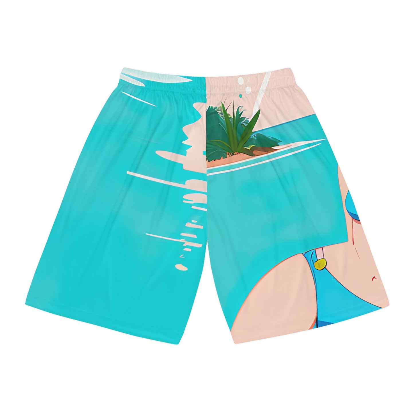 Basketball Shorts with Retro Print: Shoreside Pin-Up [TEDDY]