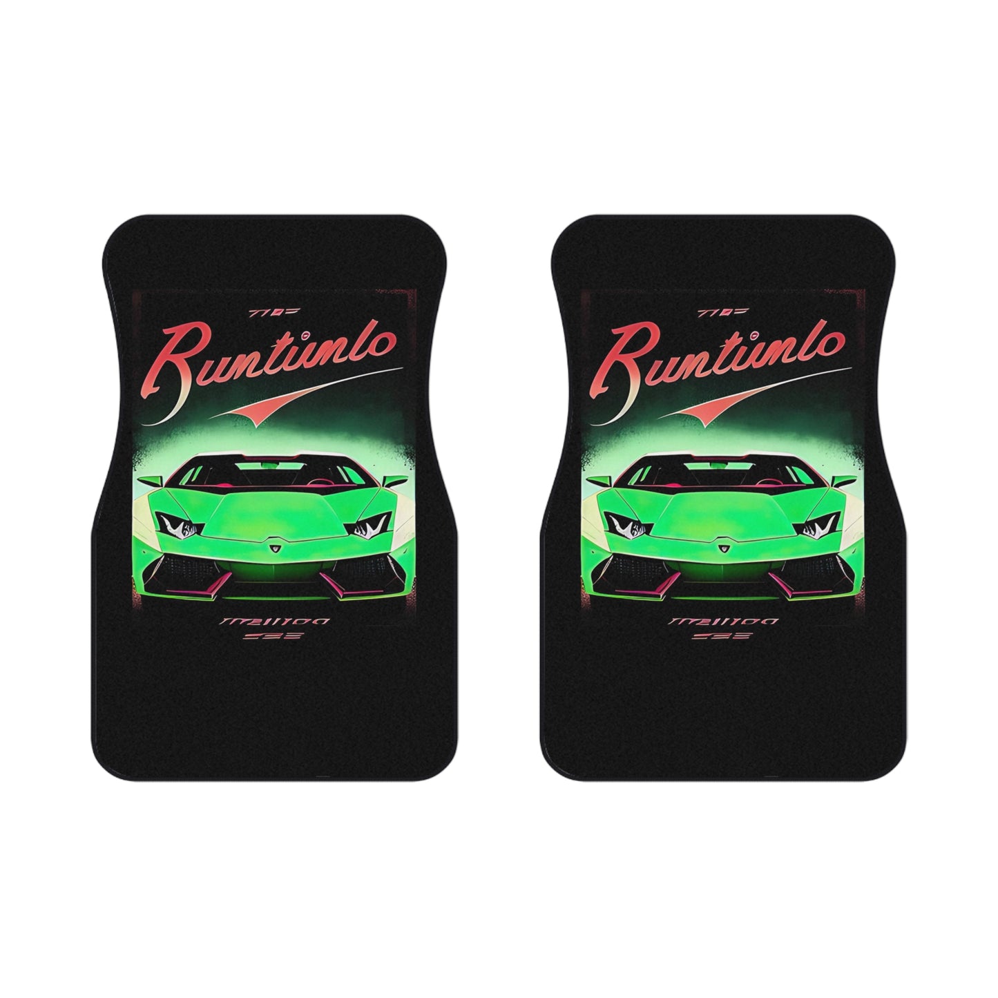 Car Mats with Retro Print (2x Front): Green Lambo [TEDDY]