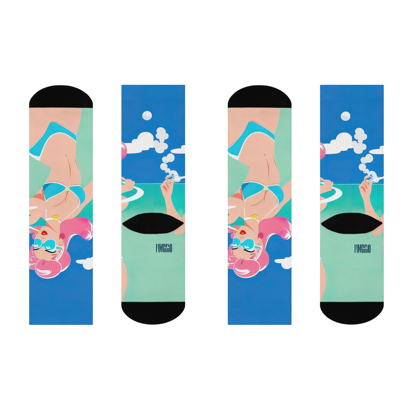 Crew Socks with Retro Print: 
Art Deco Pin-Up [TEDDY]