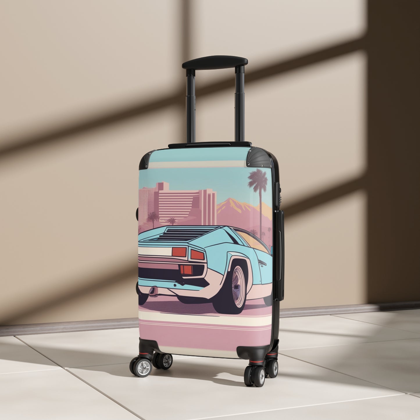 Suitcase with Retro Print: 
Blue Bumper [TEDDY]