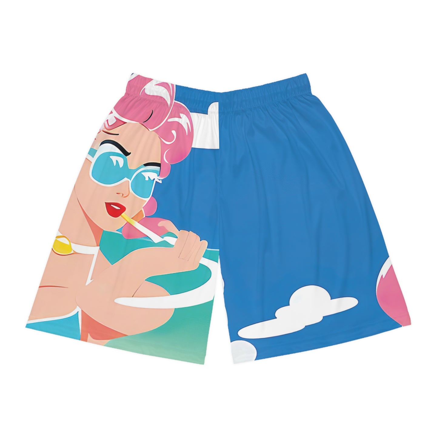 Basketball Shorts with Retro Print: Art Deco Pin-Up [TEDDY]