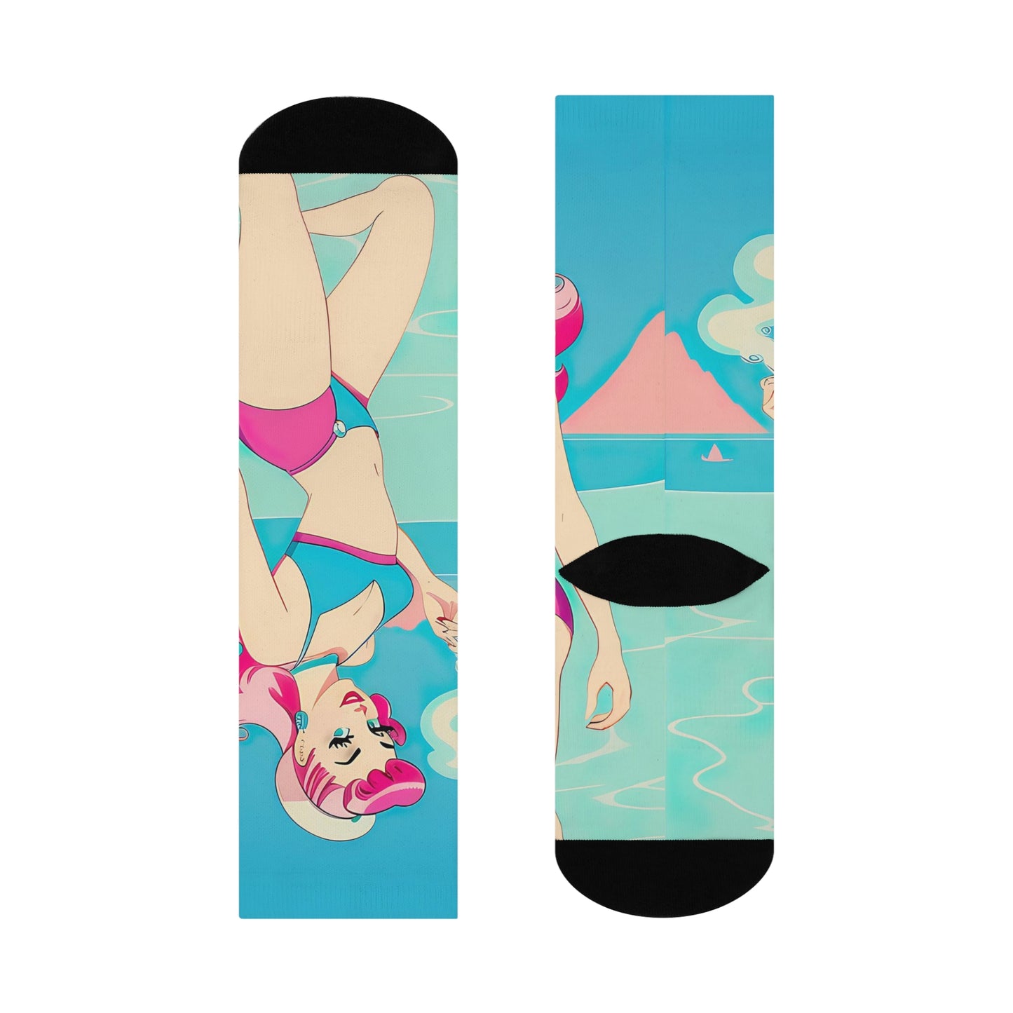 Crew Socks with Retro Print: 
Smoking Pin-Up [TEDDY]