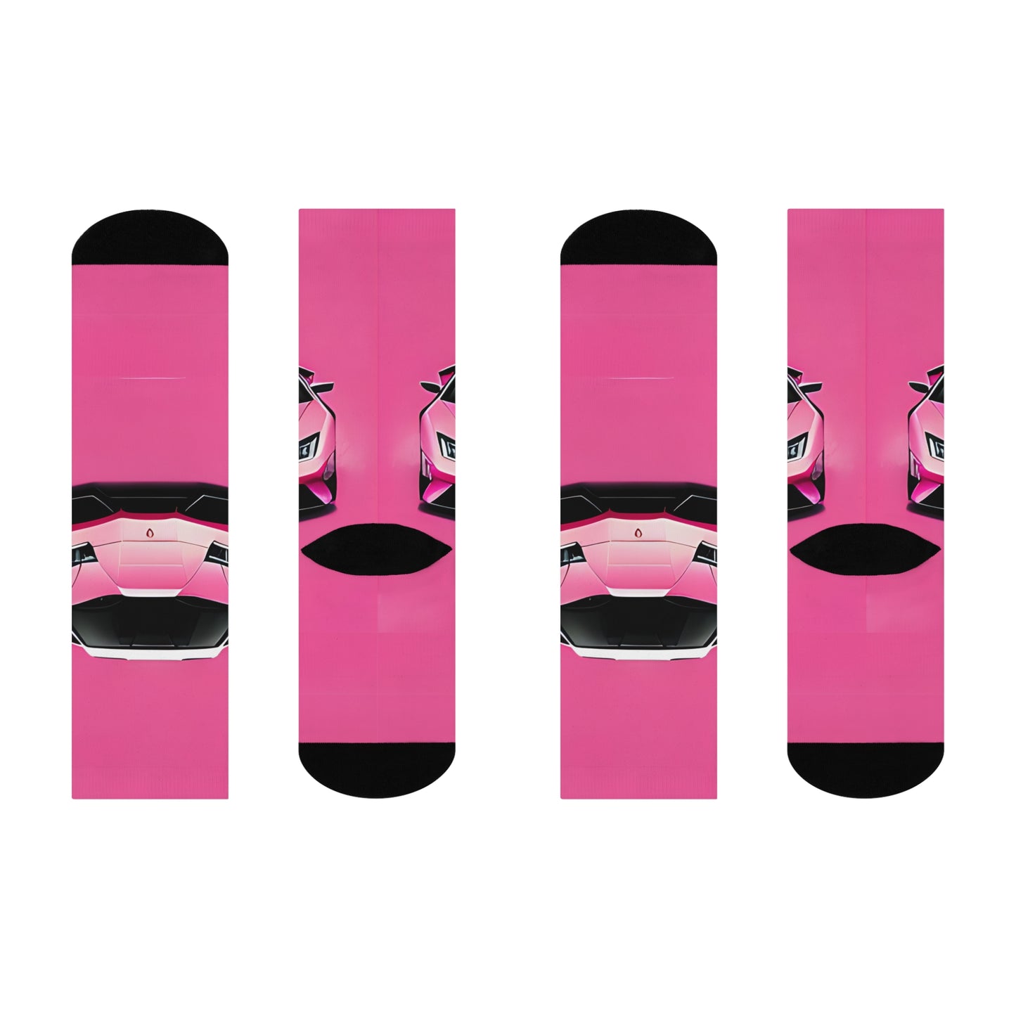 Crew Socks with Retro Print: 
Pink Lambo [TEDDY]