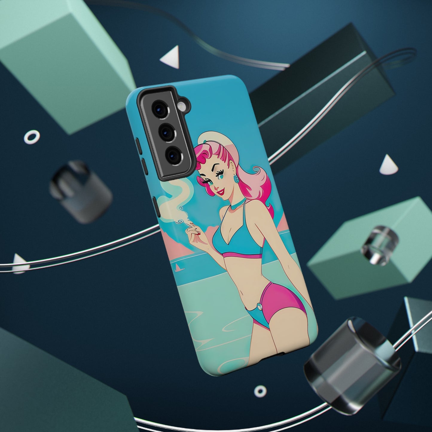 Impact-Resistant Phone Case with Smoking Pin-Up [TEDDY]