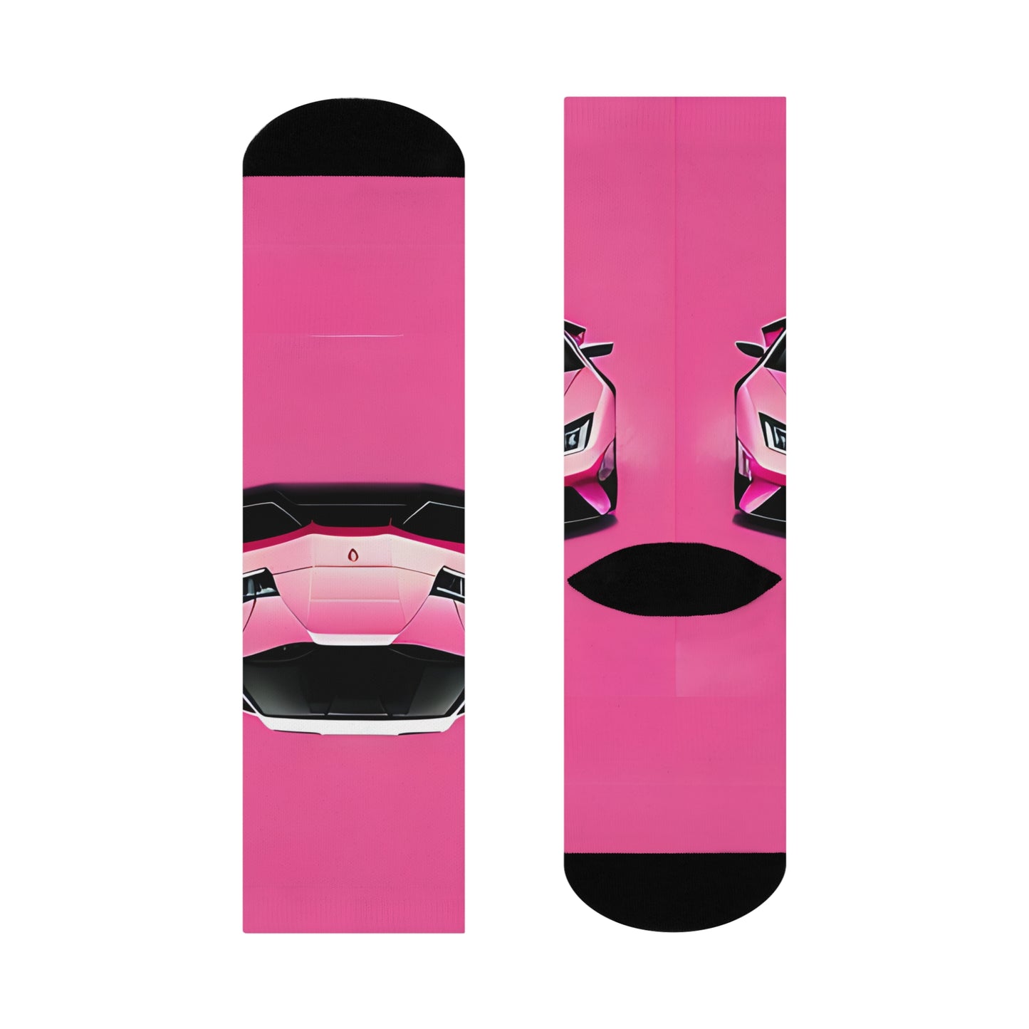 Crew Socks with Retro Print: 
Pink Lambo [TEDDY]