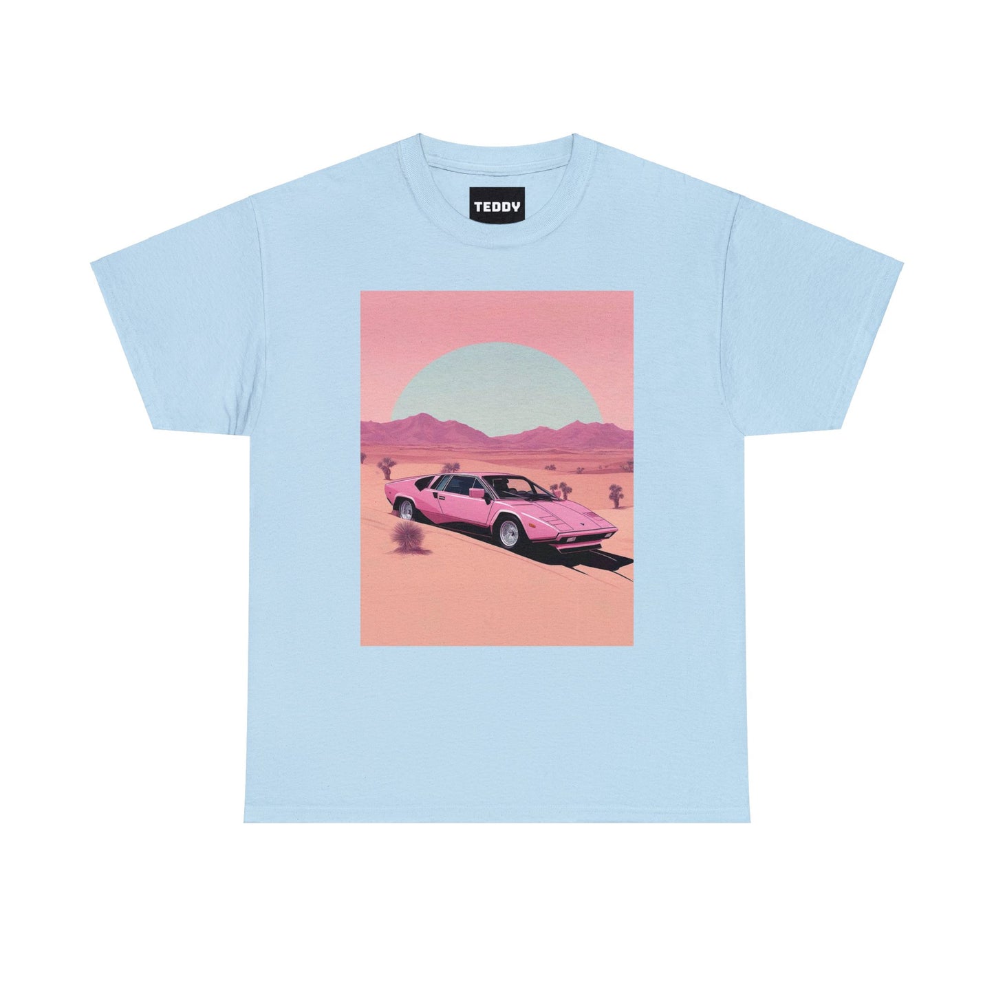 Unisex Heavy Cotton Tee: Arch Lambo Sunset [TEDDY]