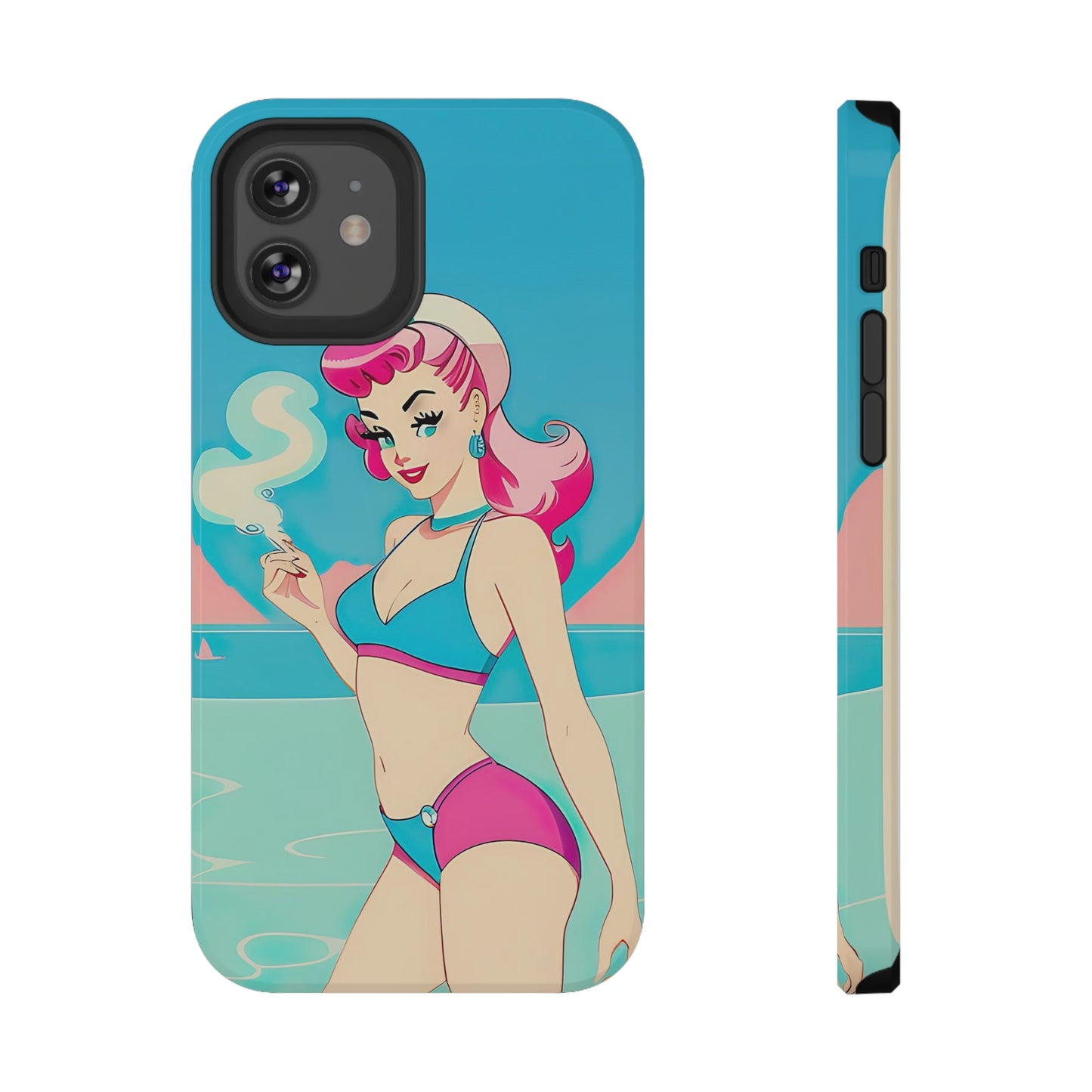 Impact-Resistant Phone Case with Smoking Pin-Up [TEDDY]