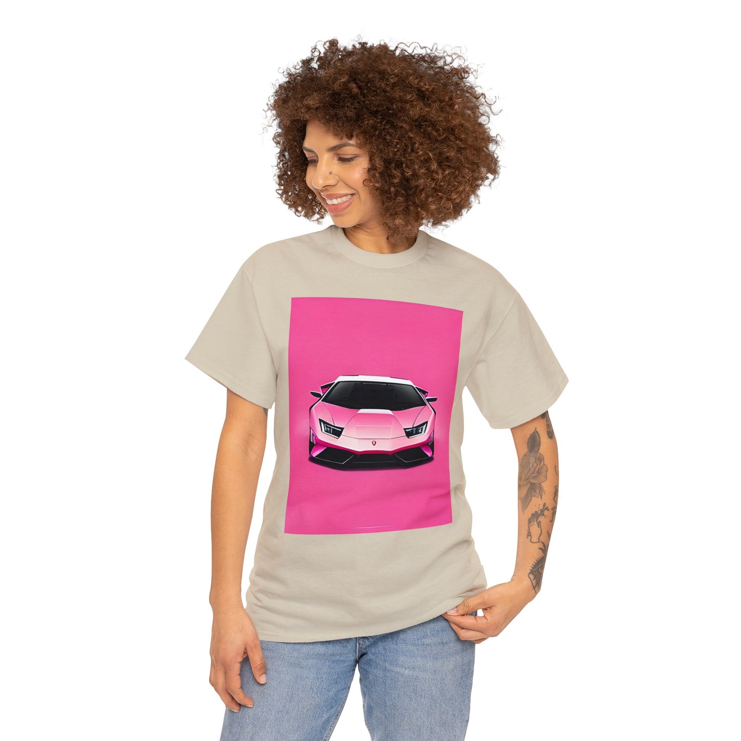 Unisex Heavy Cotton Tee: Pink Lambo [TEDDY]