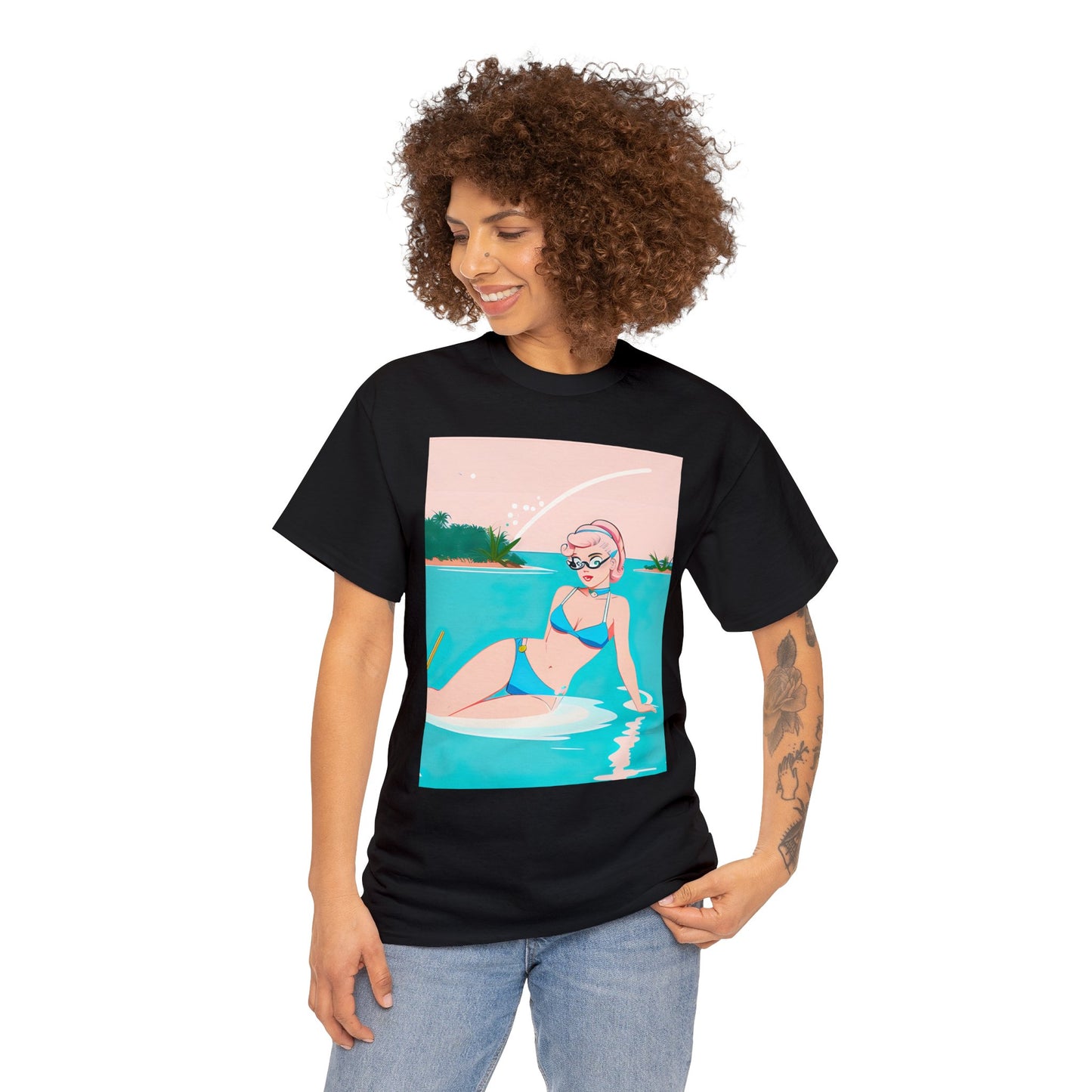 Unisex Heavy Cotton Tee: Shoreside Pin-Up [TEDDY]