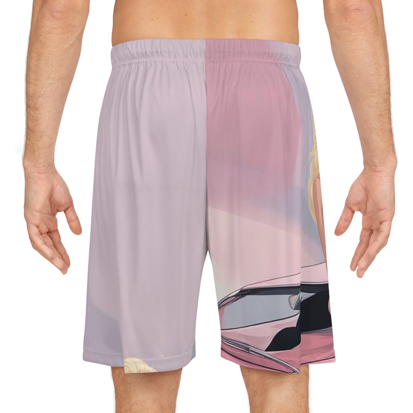 Basketball Shorts with Retro Print: Barbie Illustration [TEDDY]