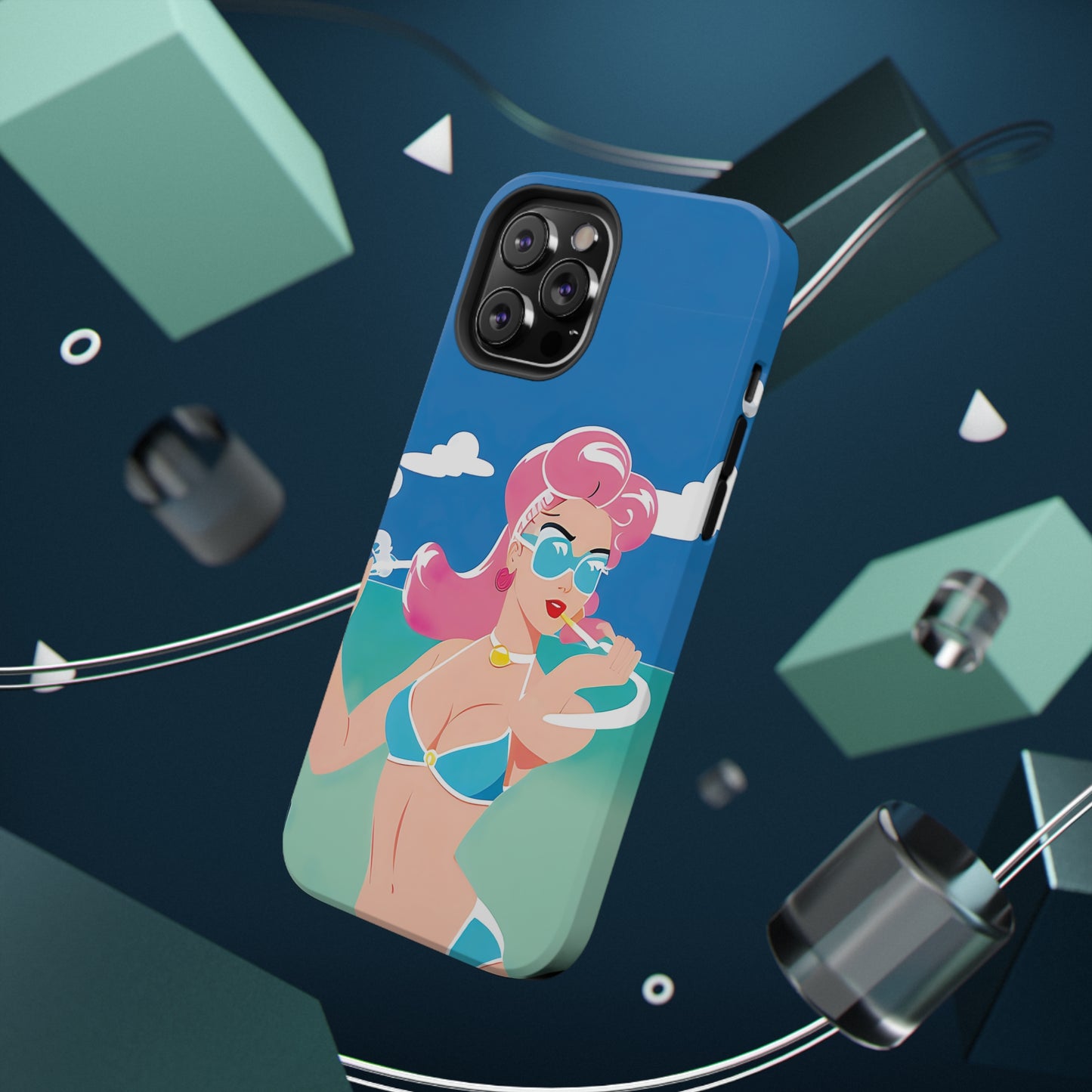 Impact-Resistant Phone Case with Art Deco Pin-Up [TEDDY]