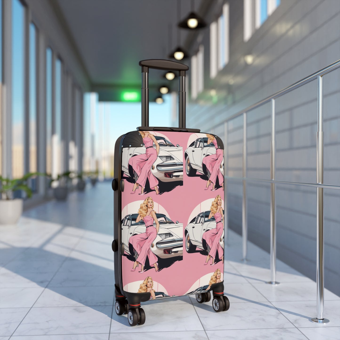 Suitcase with Retro Print: Pink Arch Pin-Up [TEDDY]