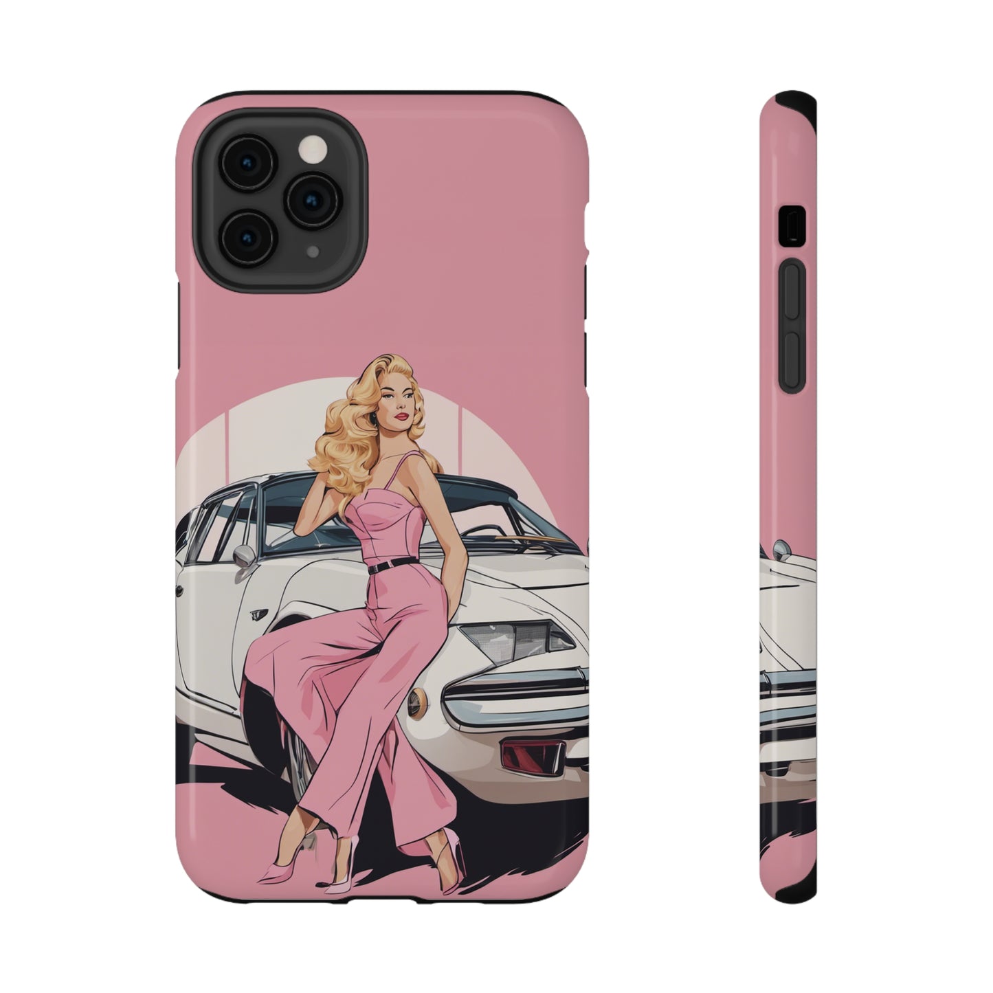 Impact-Resistant Phone Case with Pink Arch Pin-Up [TEDDY]