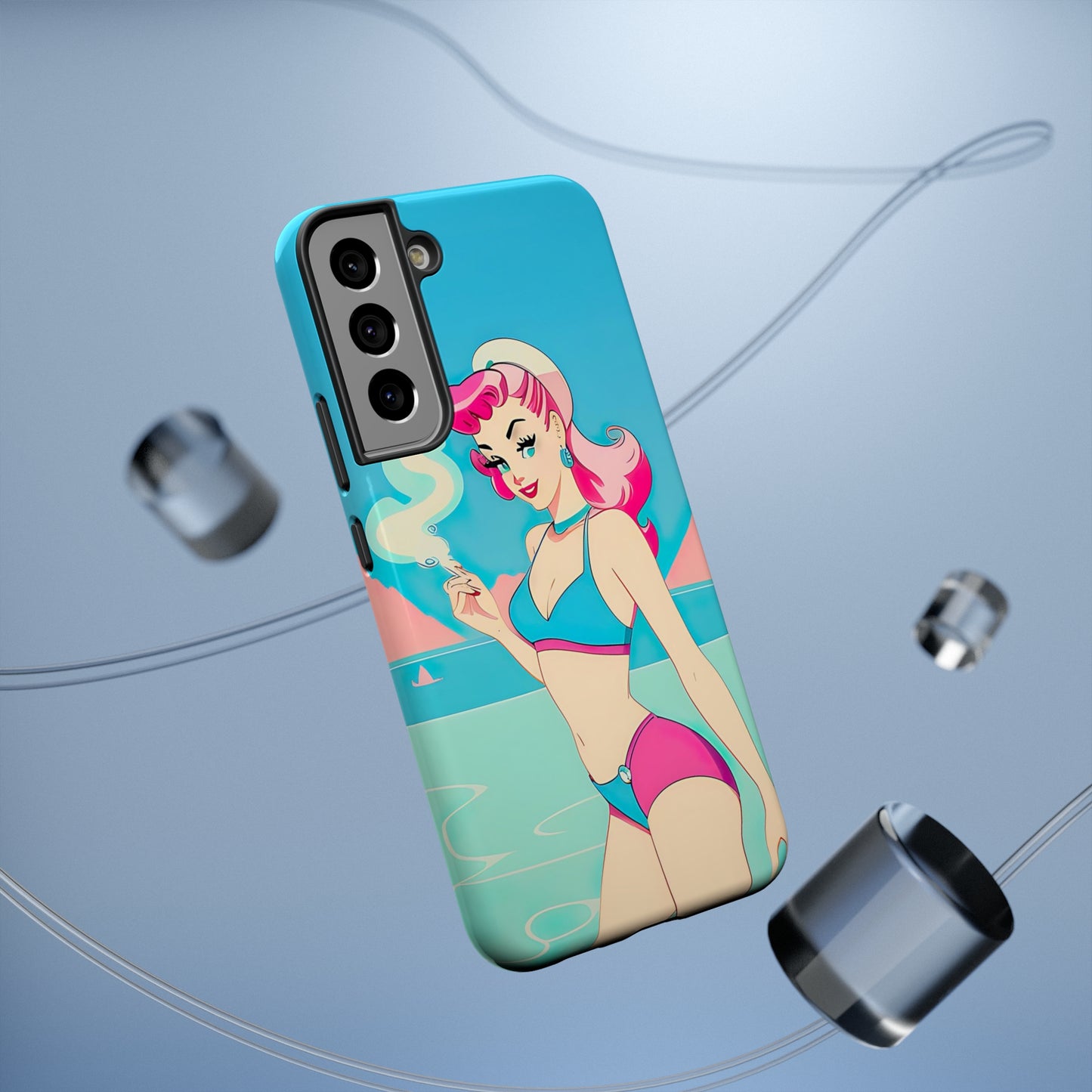 Impact-Resistant Phone Case with Smoking Pin-Up [TEDDY]