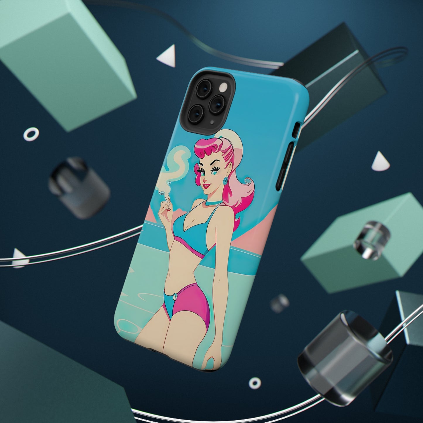 Impact-Resistant Phone Case with Smoking Pin-Up [TEDDY]