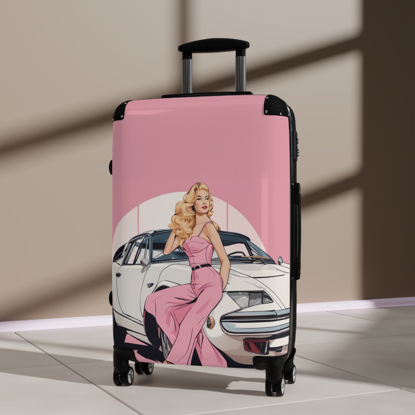 Suitcase with Retro Print: 
Pink Arch Pin-Up [TEDDY]