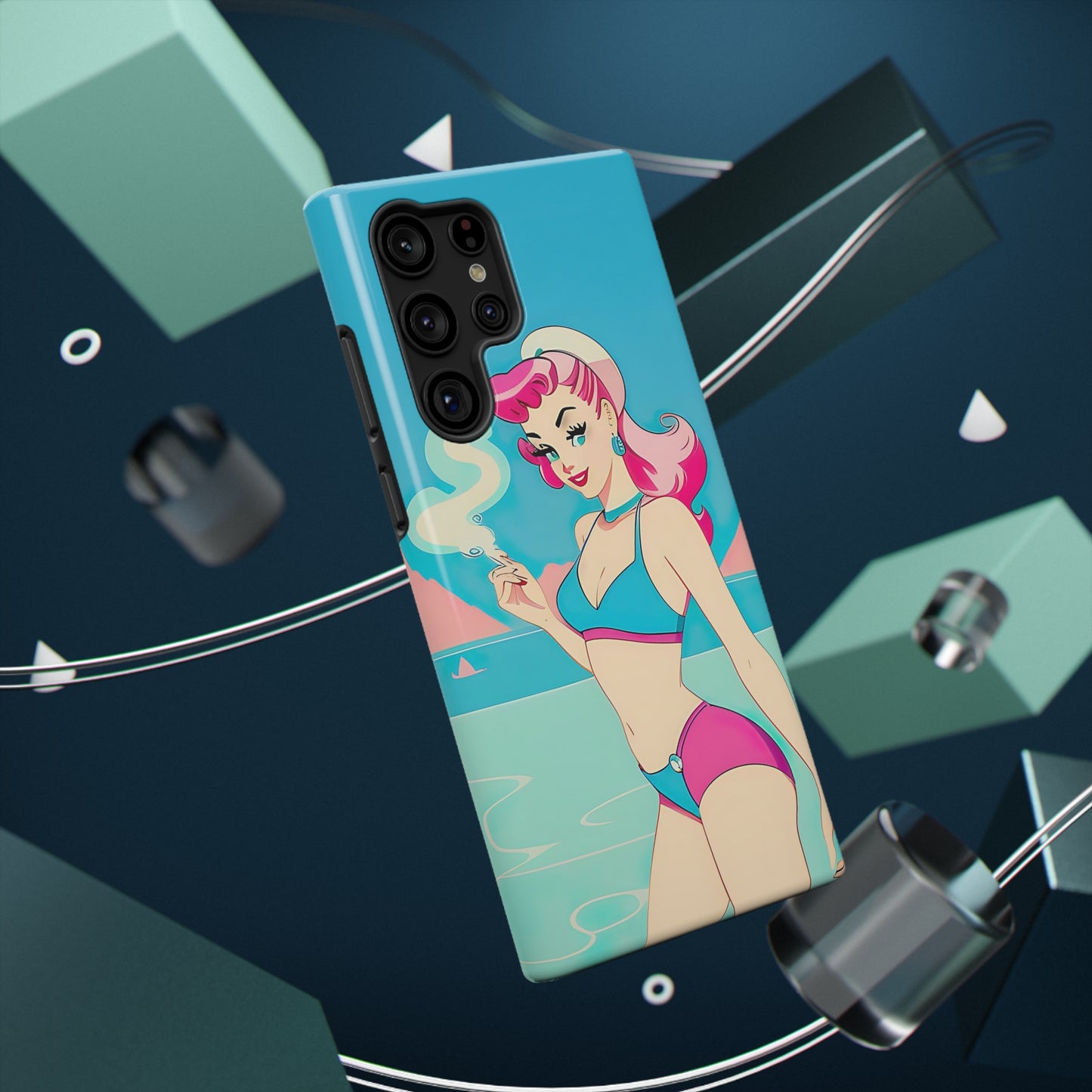 Impact-Resistant Phone Case with Smoking Pin-Up [TEDDY]