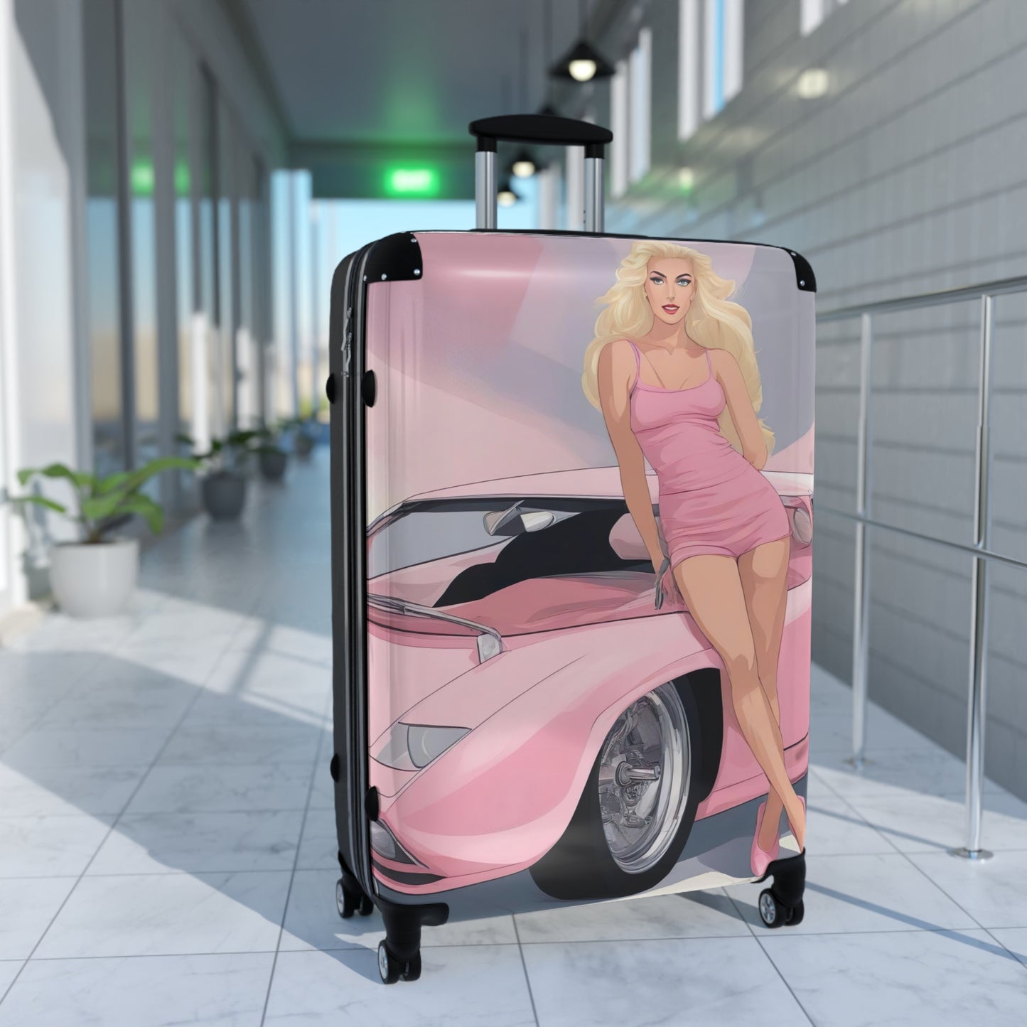 Suitcase with Retro Print: Barbie Illustration [TEDDY]