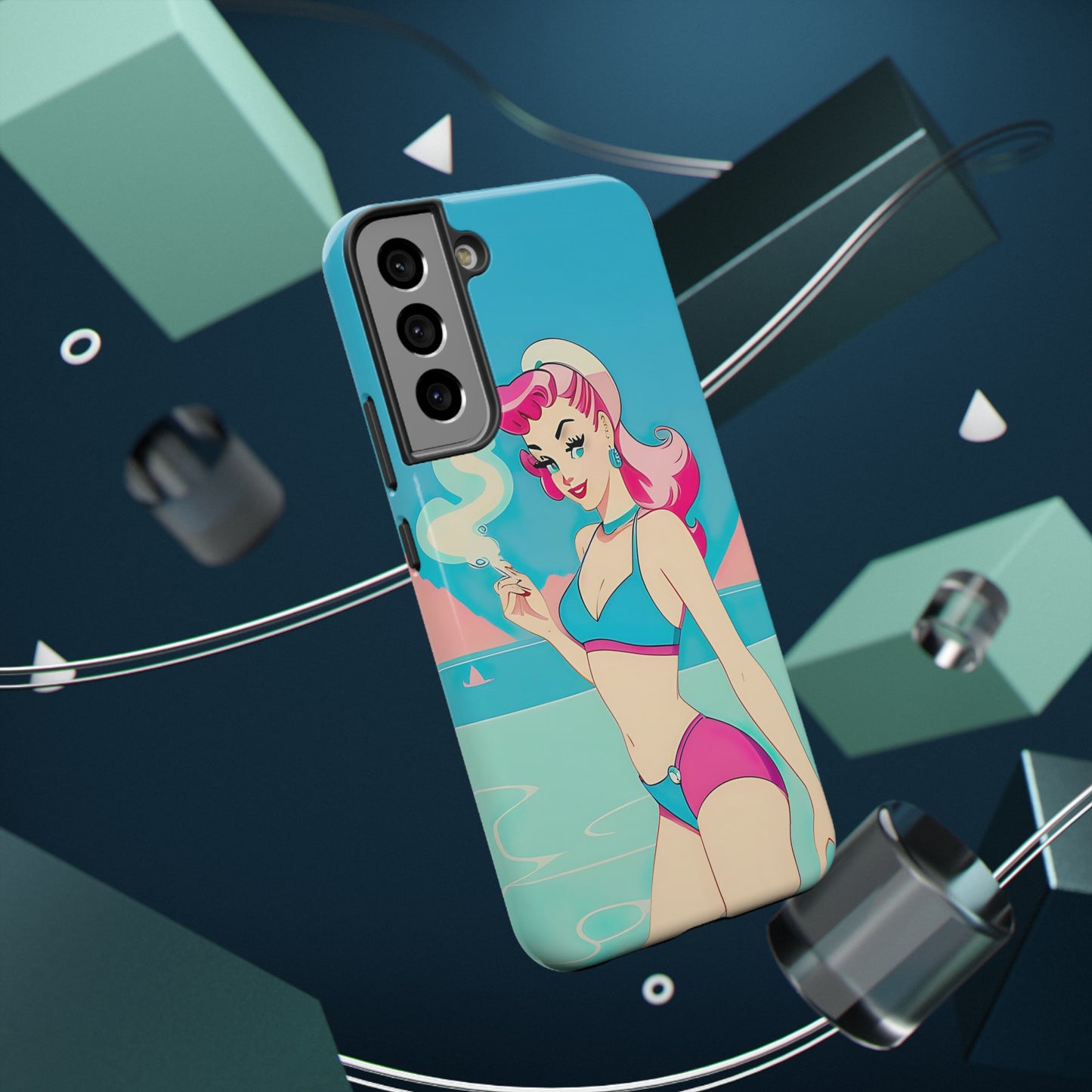 Impact-Resistant Phone Case with Smoking Pin-Up [TEDDY]