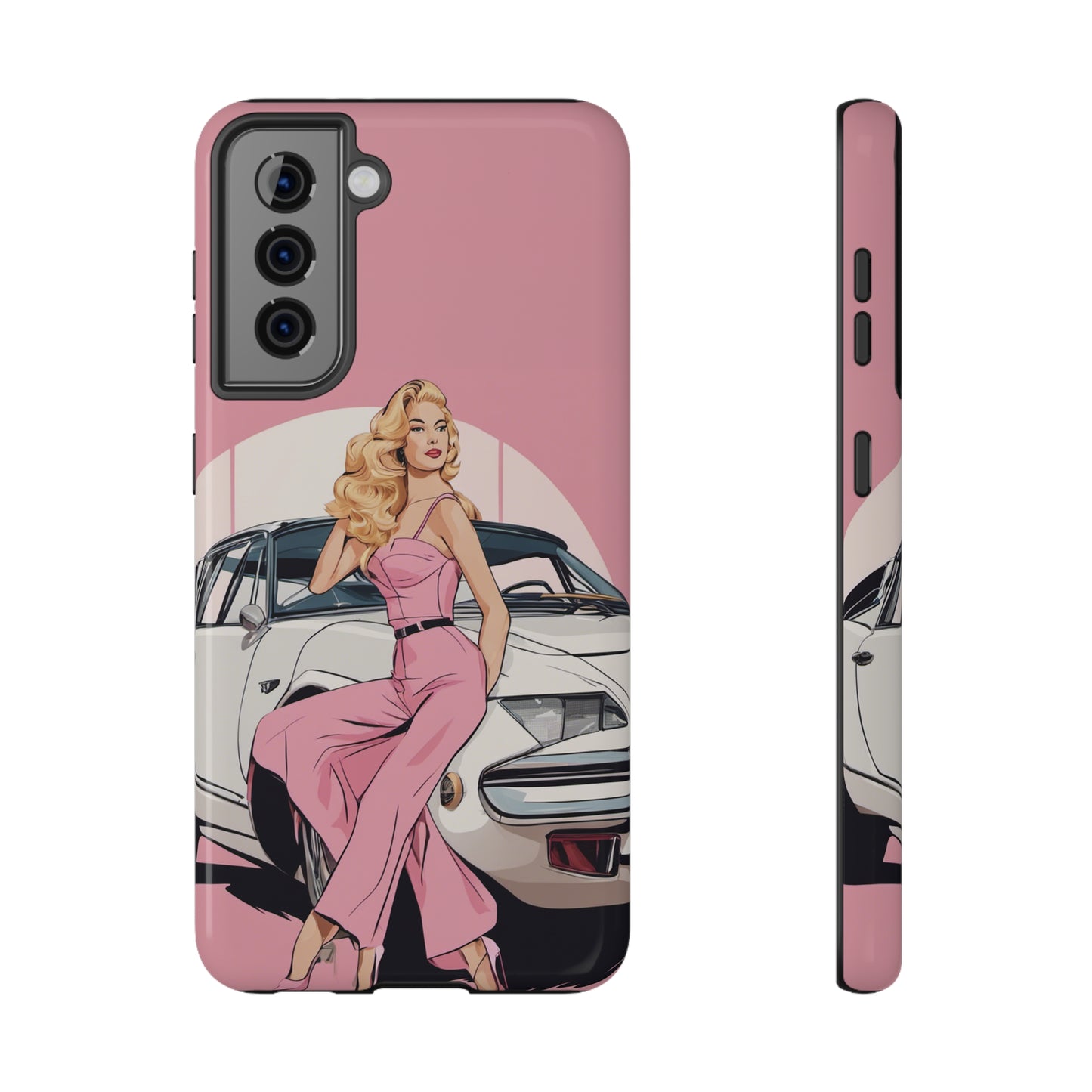 Impact-Resistant Phone Case with Pink Arch Pin-Up [TEDDY]