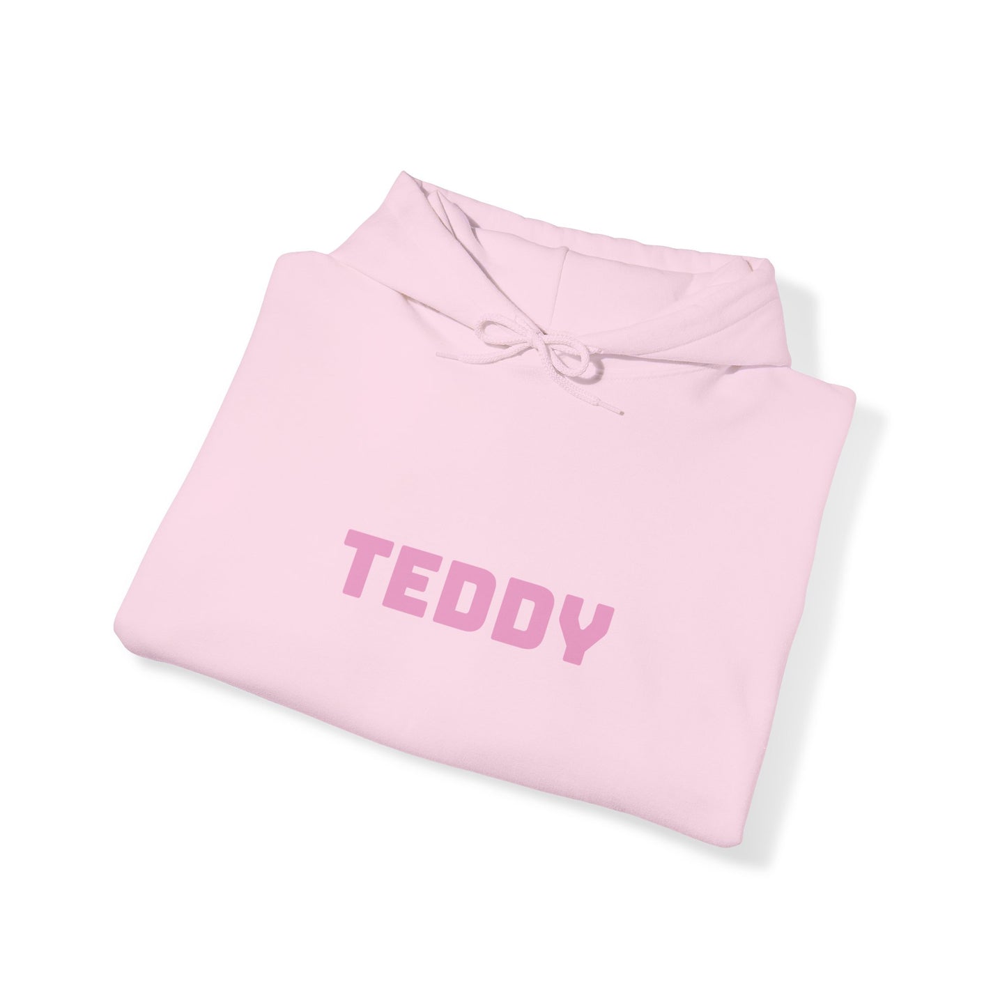 Unisex Heavy Blend™ Hooded Sweatshirt with Pink Logo [TEDDY]