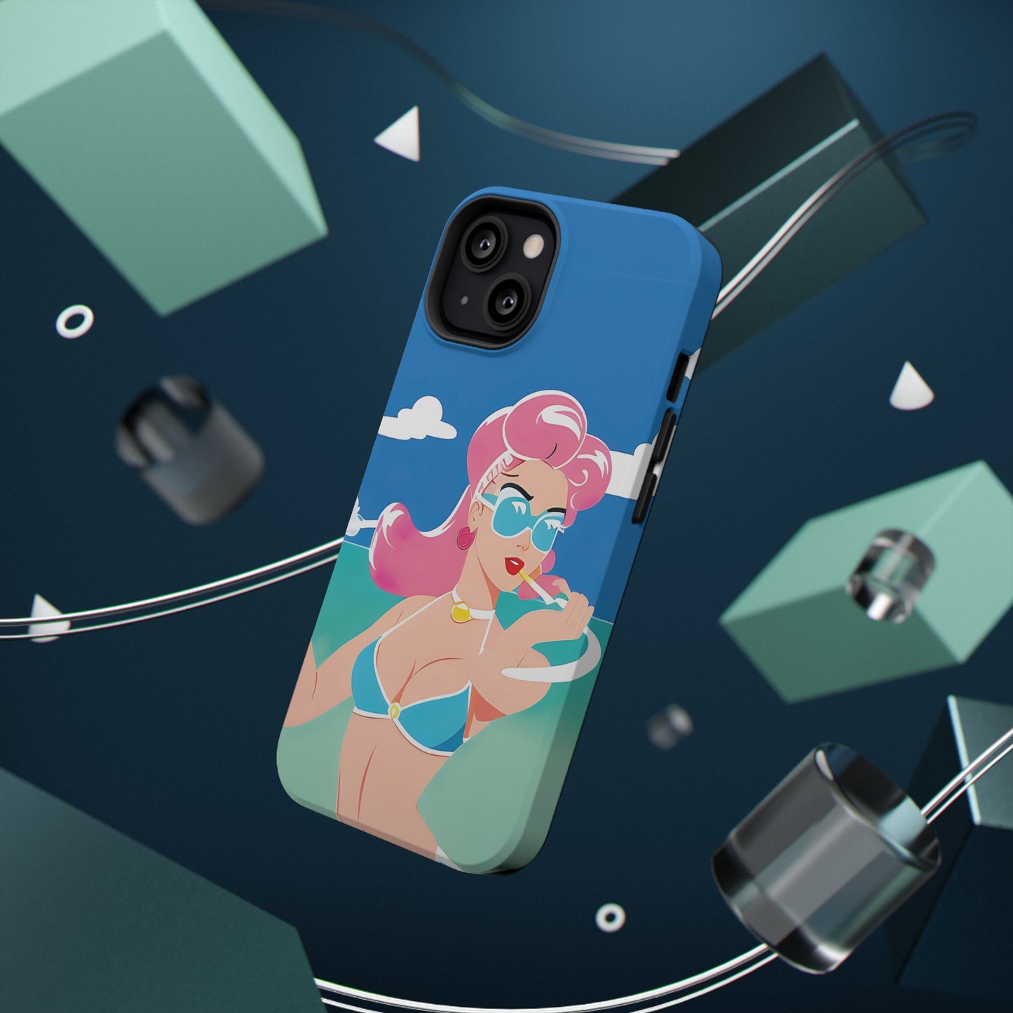 Impact-Resistant Phone Case with Art Deco Pin-Up [TEDDY]