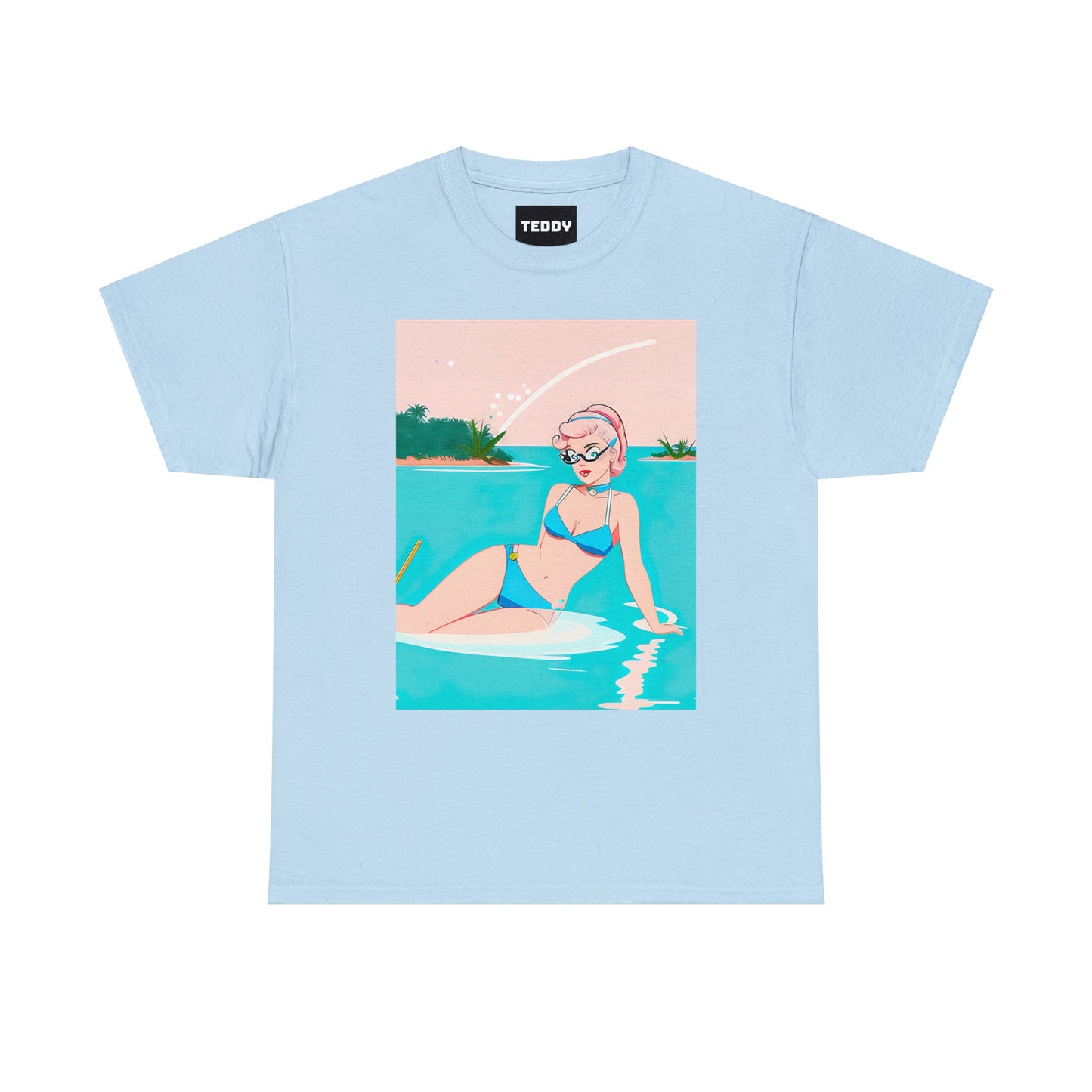 Unisex Heavy Cotton Tee: Shoreside Pin-Up [TEDDY]