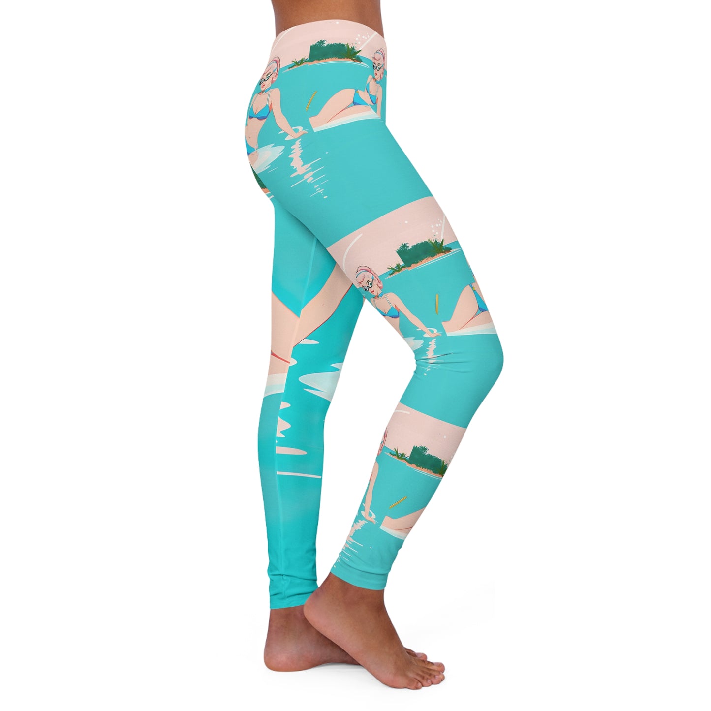 Spandex Leggings with Retro Print: Shoreside Pin-Up [TEDDY]