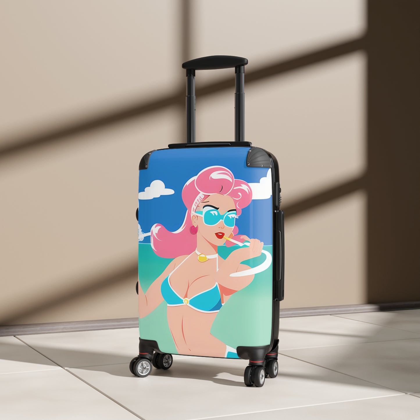 Suitcase with Retro Print: 
Art Deco Pin-Up [TEDDY]