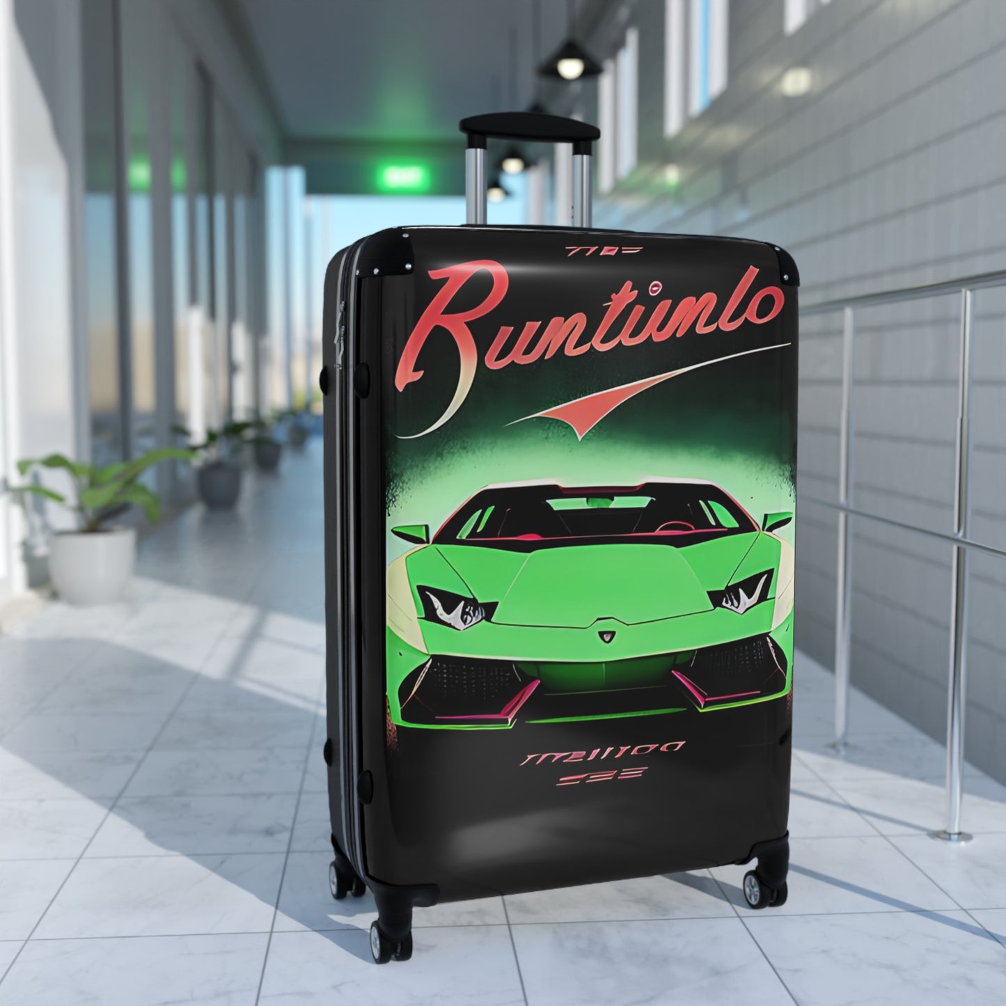 Suitcase with Retro Print: Green Lambo [TEDDY]