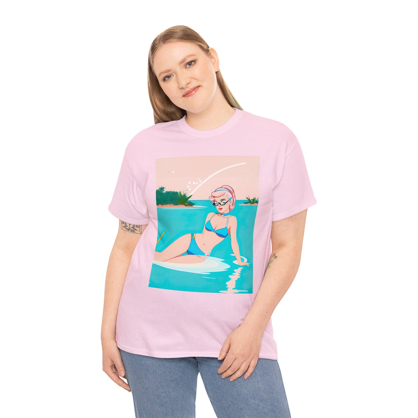 Unisex Heavy Cotton Tee: Shoreside Pin-Up [TEDDY]