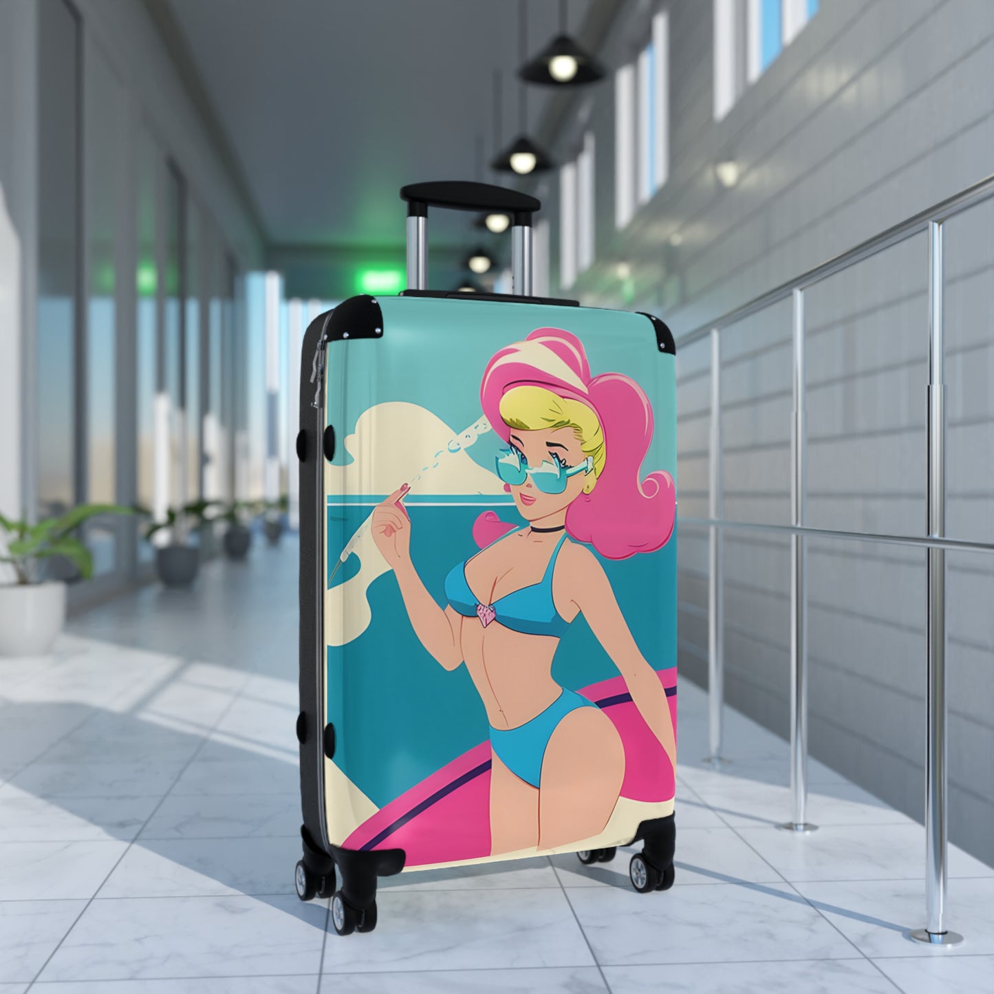 Suitcase with Retro Print: Cartoon Pin-Up [TEDDY]