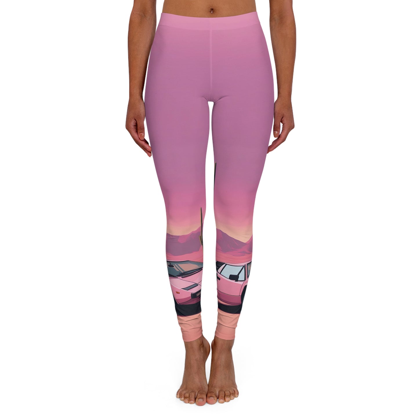 Spandex Leggings with Retro Print: Desert Sunset [TEDDY]