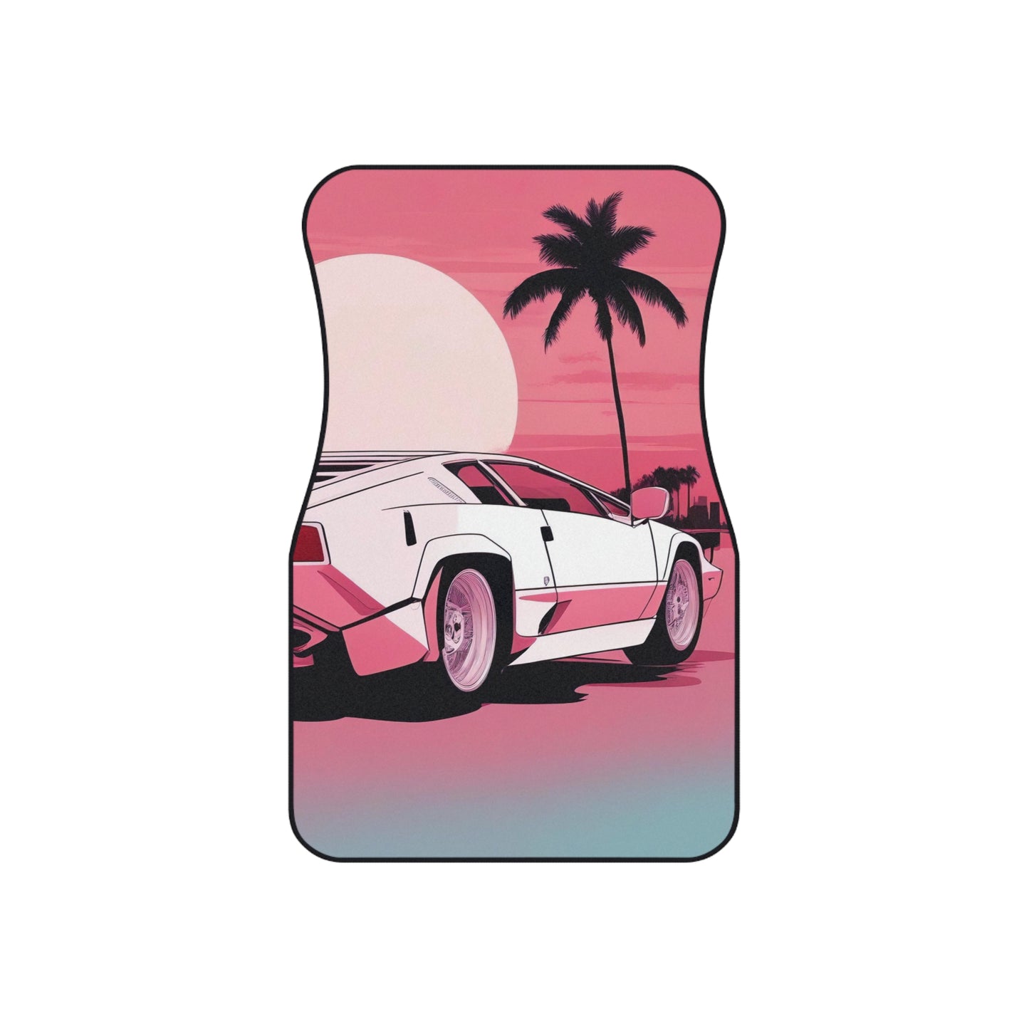 Car Mats with Retro Print (2x Front): White Lambo [TEDDY]