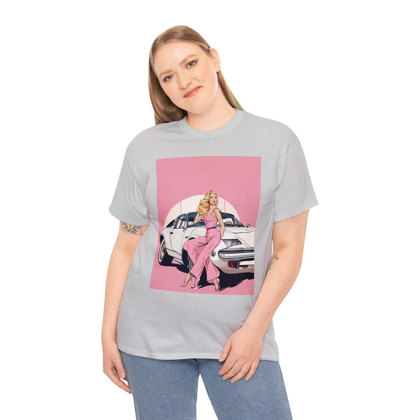 Unisex Heavy Cotton Tee: Pink Barbie Arch [TEDDY]