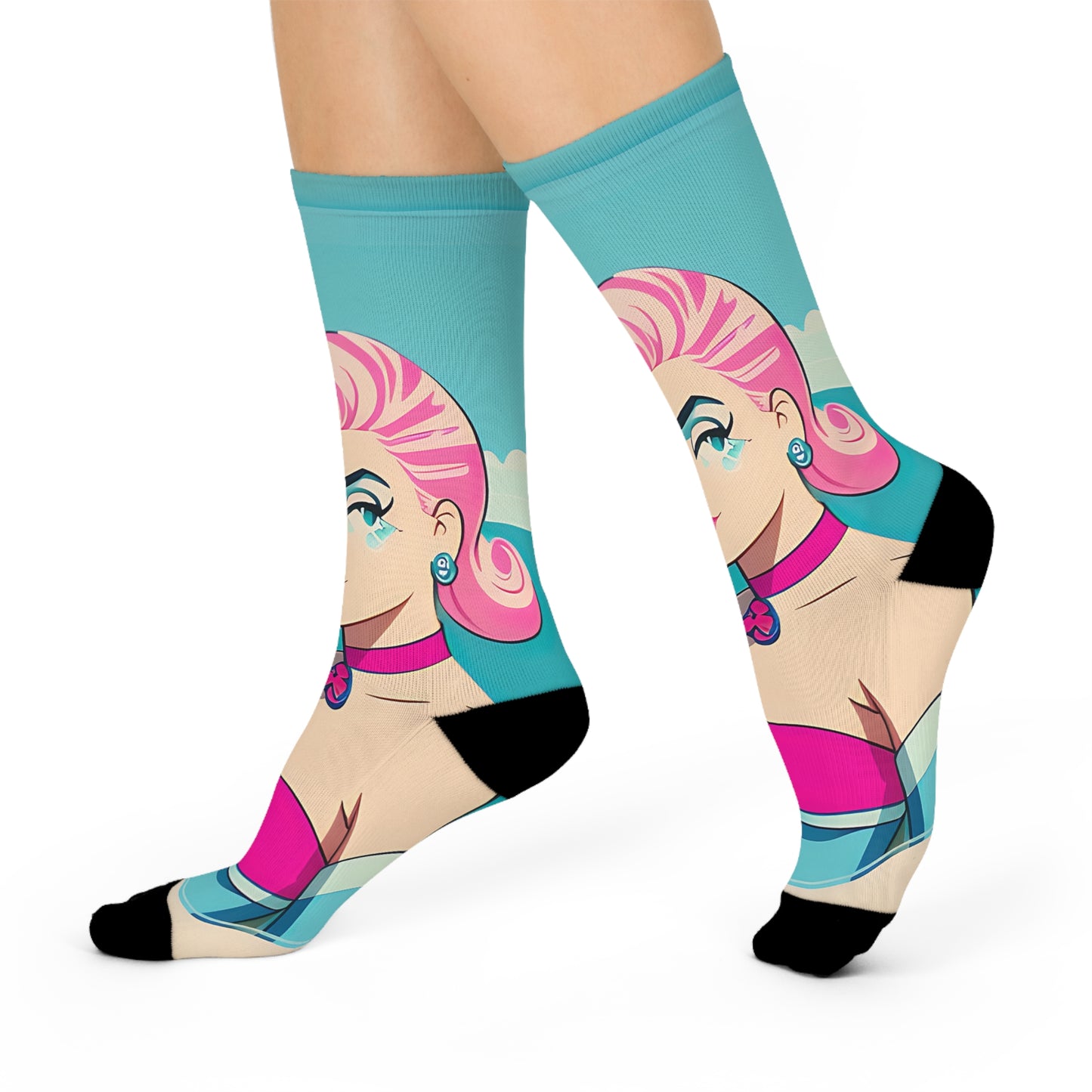 Cushioned Crew Socks Water Pin-Up TEDDY