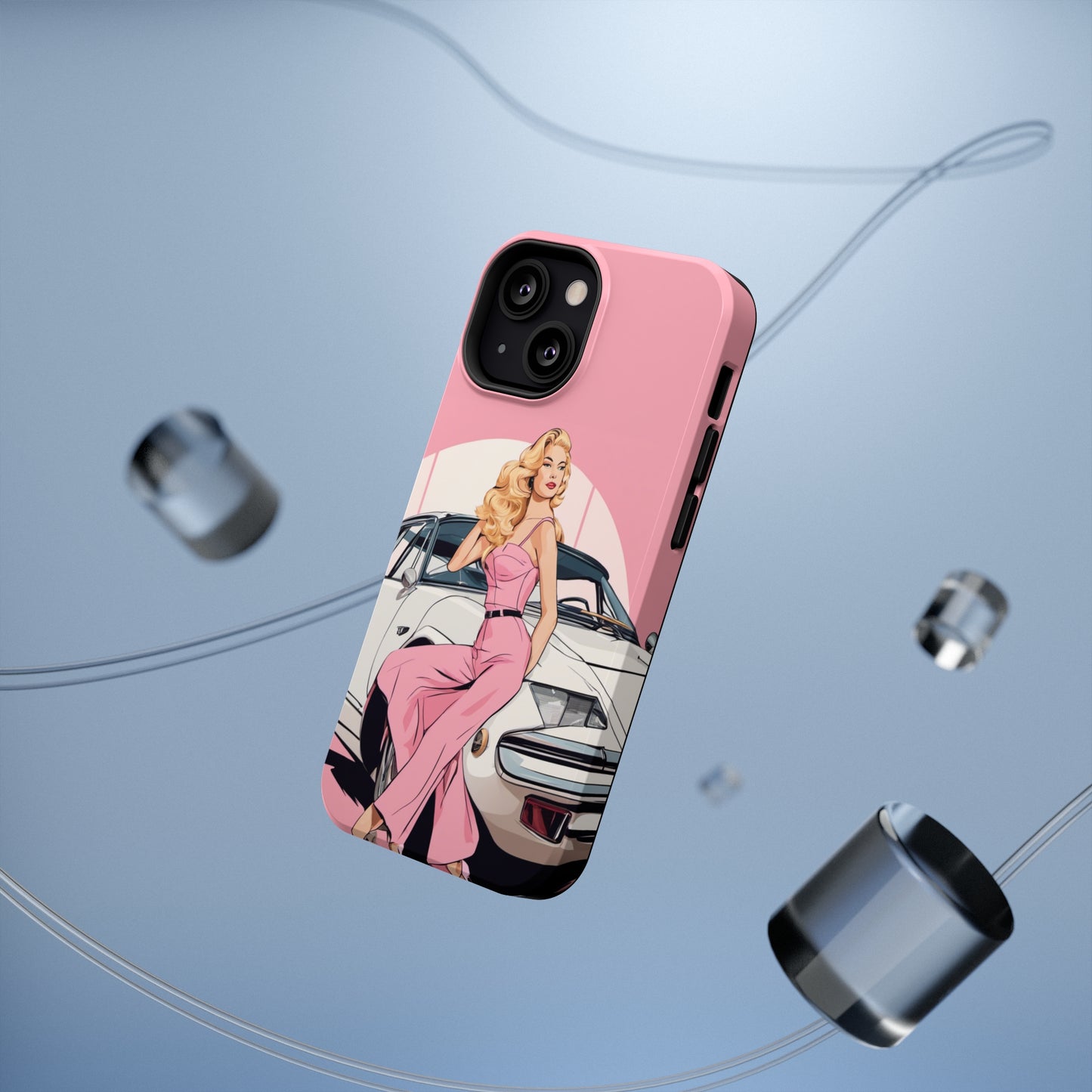 Impact-Resistant Phone Case with Pink Arch Pin-Up [TEDDY]