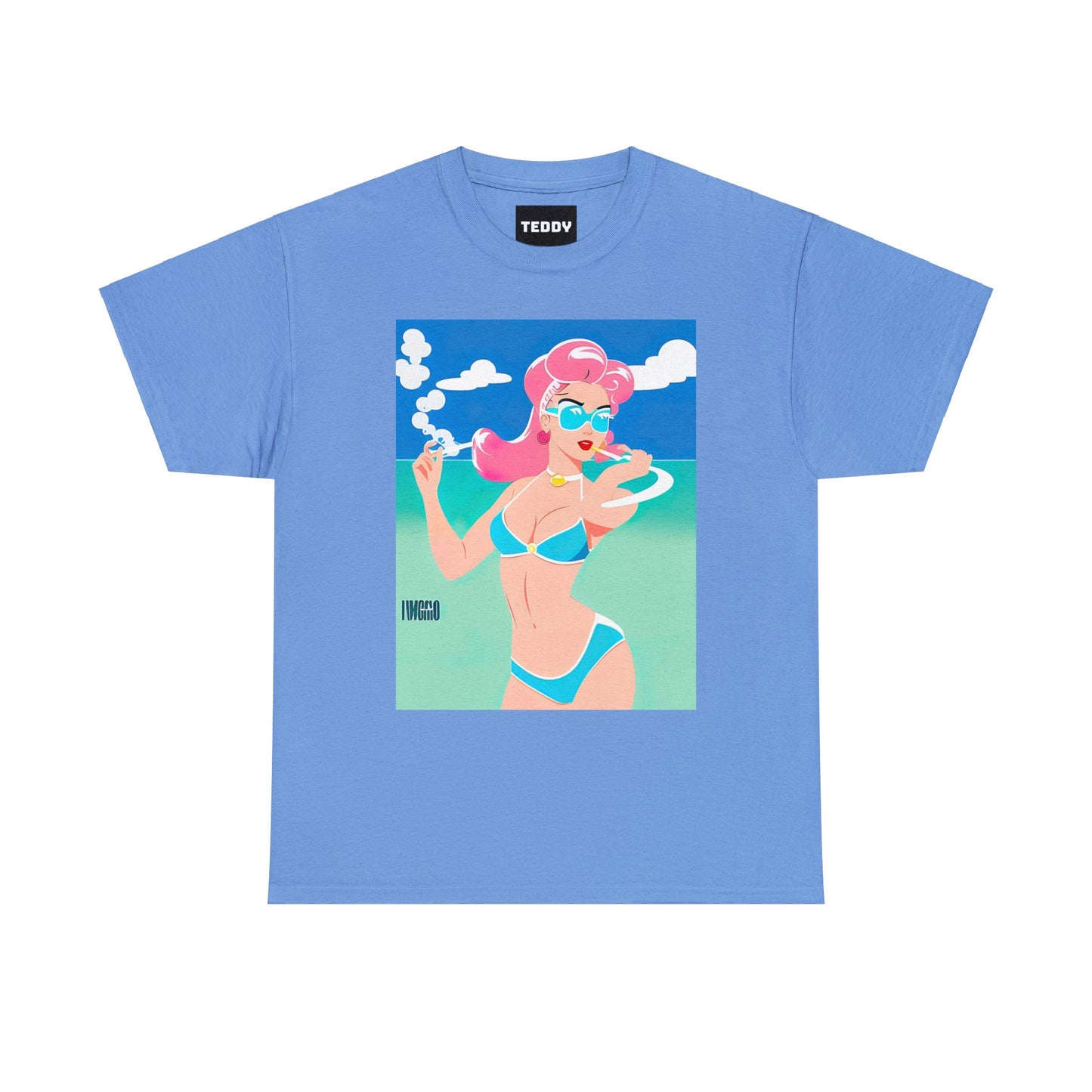 Unisex Heavy Cotton Tee: Art Deco Pin-Up [TEDDY]